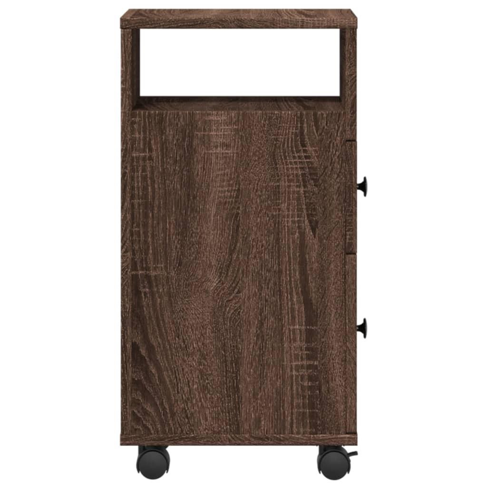 Voir la diapositive 5 : VIDAXL Meuble etroit de salle de bain a roulettes chene marron