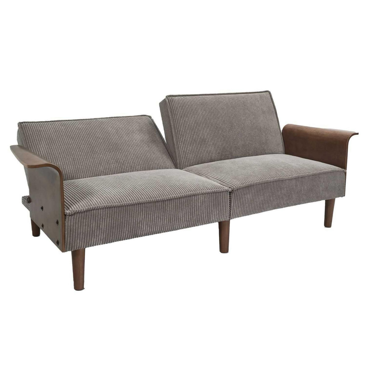 The Home Deco Factory Canapé convertible effet velours côtelé Bergen - 3 Places - Taupe