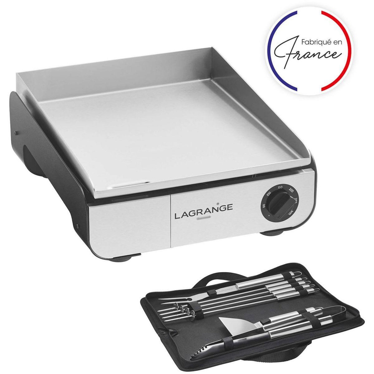 LAGRANGE Plancha électrique Pro 35S noir à poser, 40x35 cm + kit d'accessoires