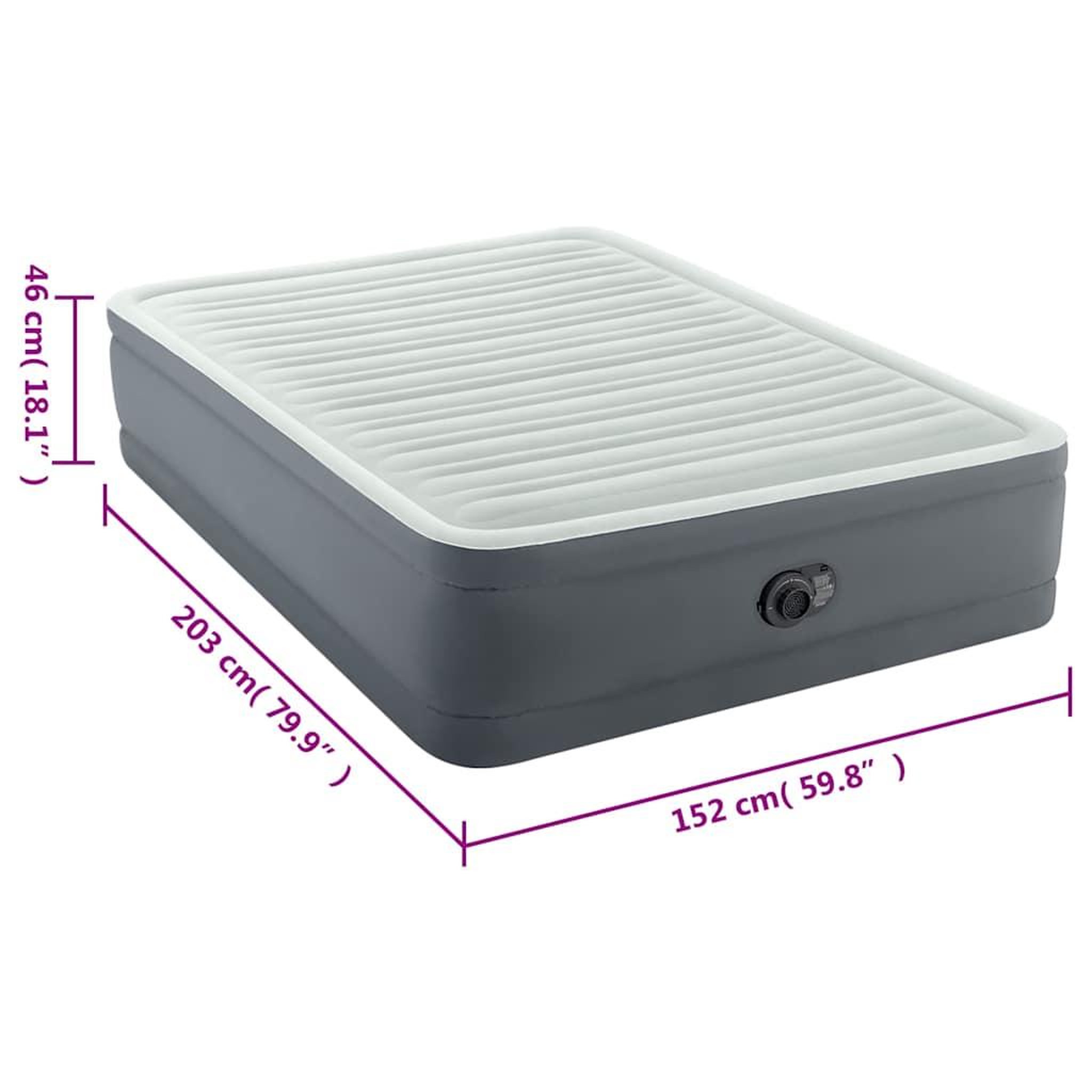 Voir la diapositive 6 : INTEX Intex Lit gonflable PremAire blanc et gris Queen Size 152x203x46 cm