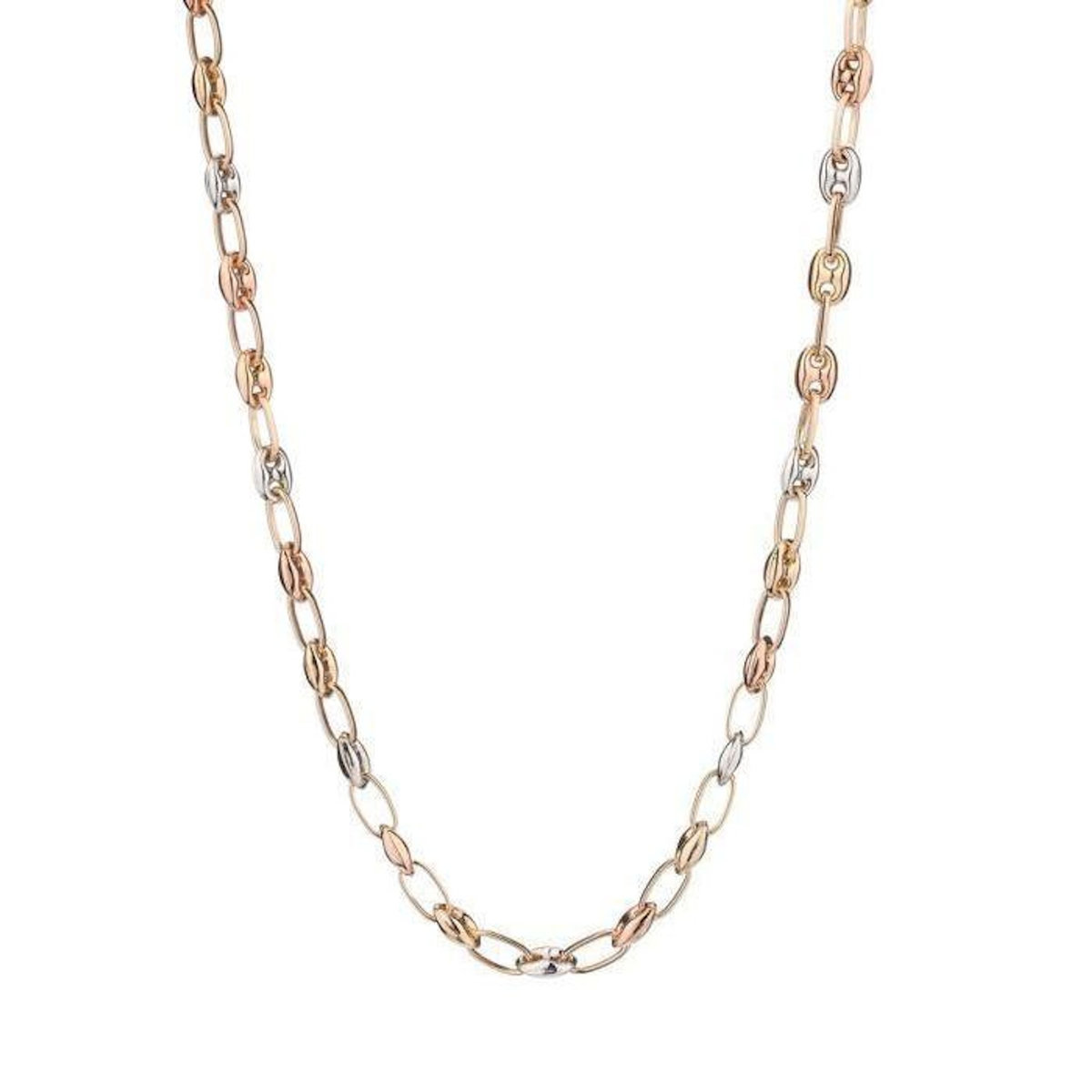 L'ATELIER D'AZUR Collier Femme Trois Ors - Grains de Café Tricolores Jaune, Blanc et Rose