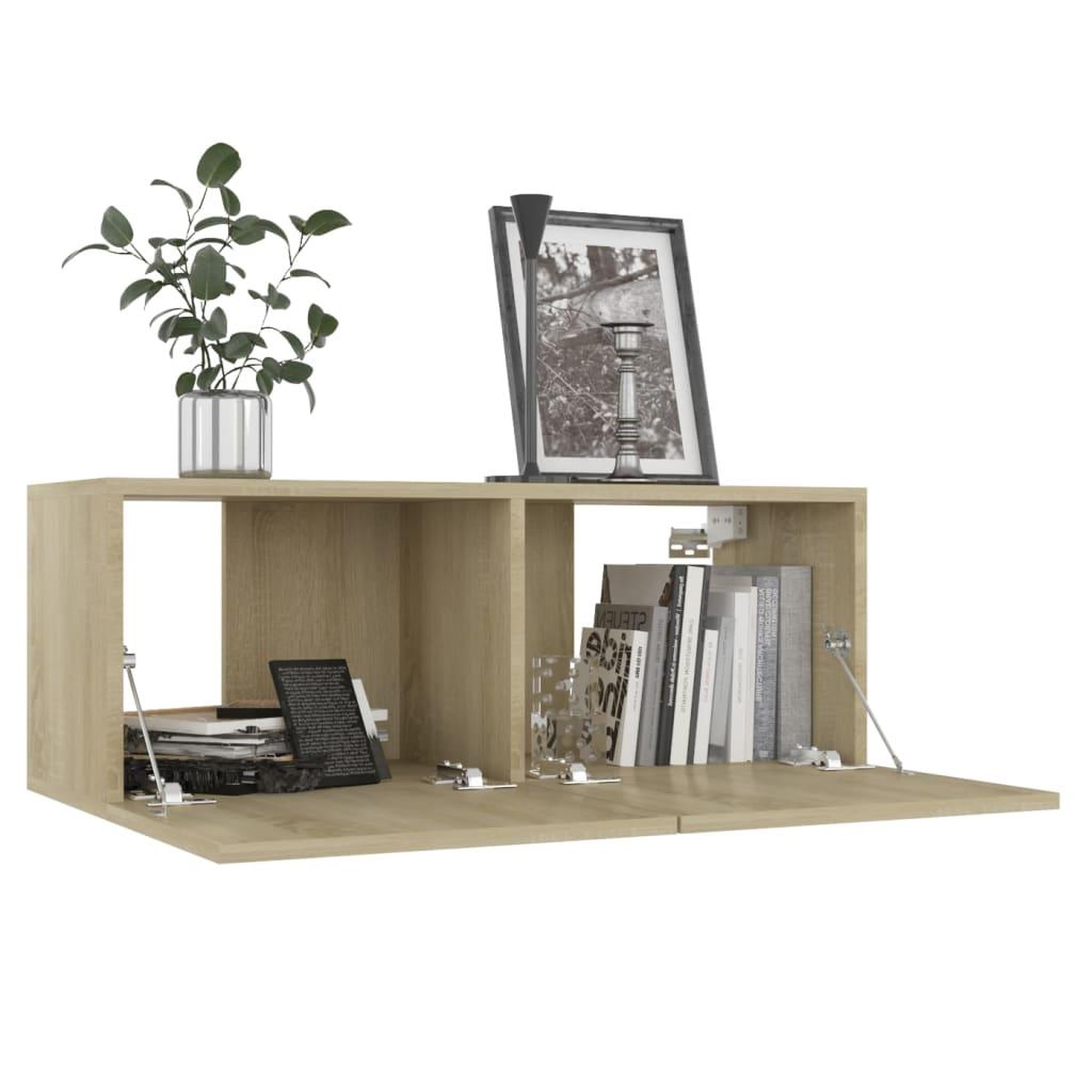 Voir la diapositive 4 : VIDAXL Meuble TV Chene sonoma 80x30x30 cm Bois d'ingenierie