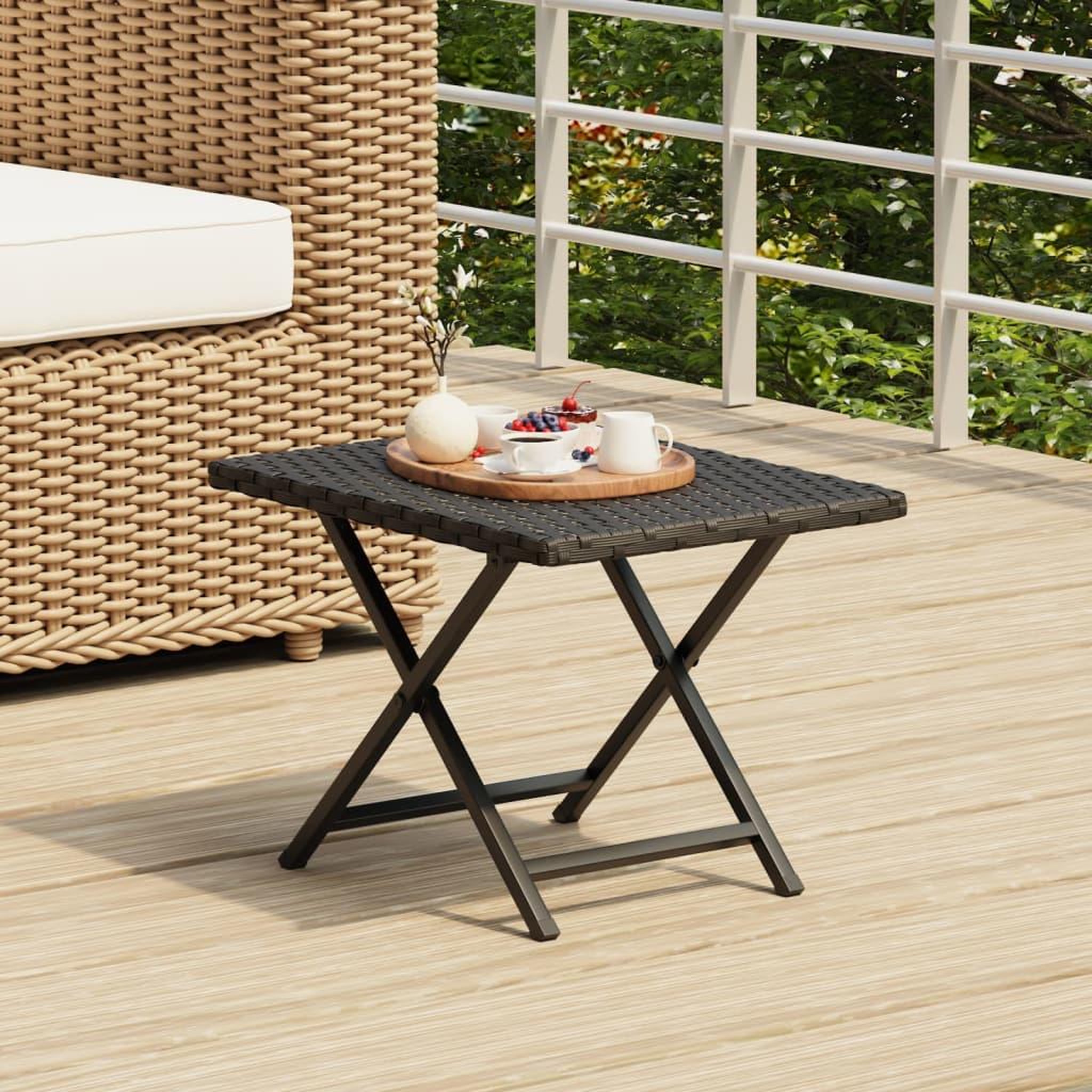 Voir la diapositive 1 : VIDAXL Table pliable noir 45x35x32 cm resine tressee