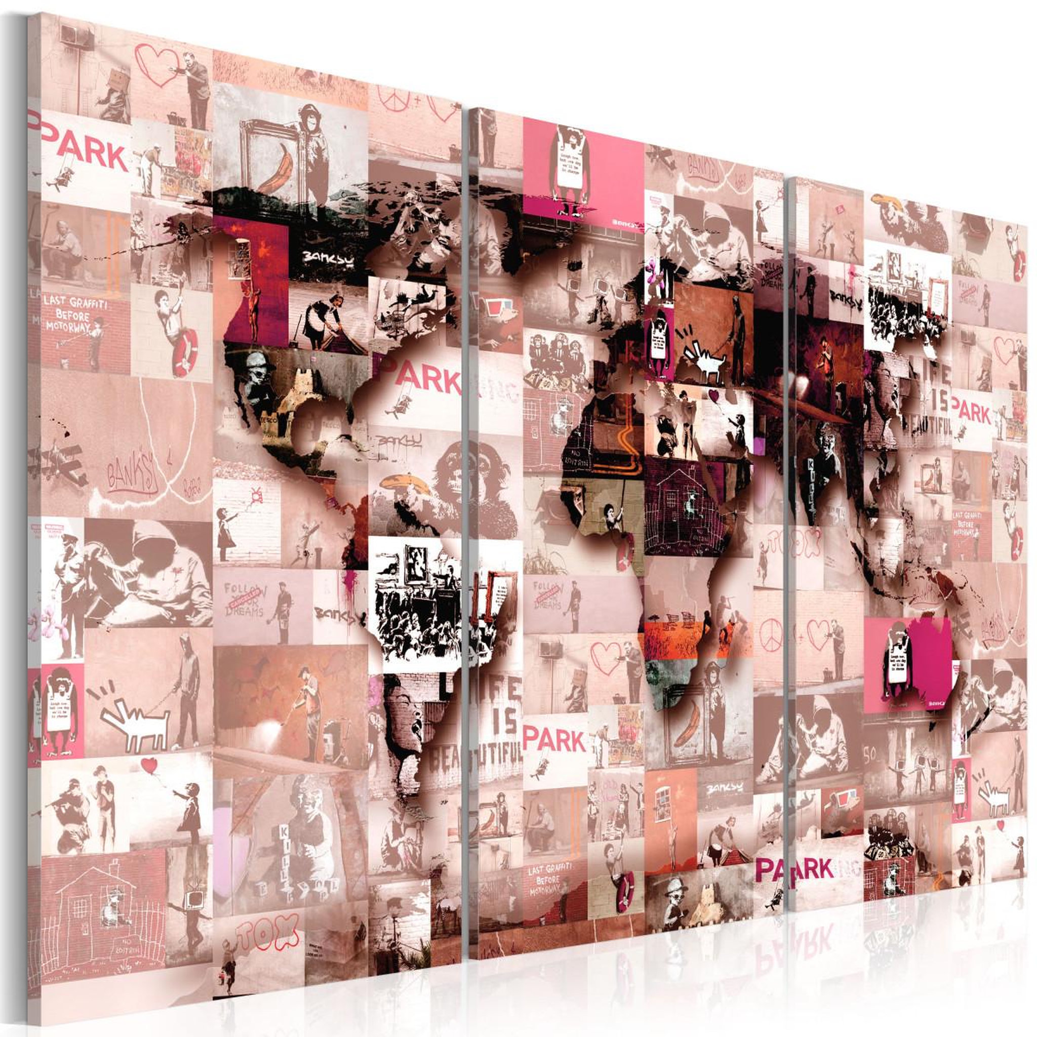 Paris Prix Tableau imprimé  banksy - graffiti collage. Coloris disponibles : Multicolore