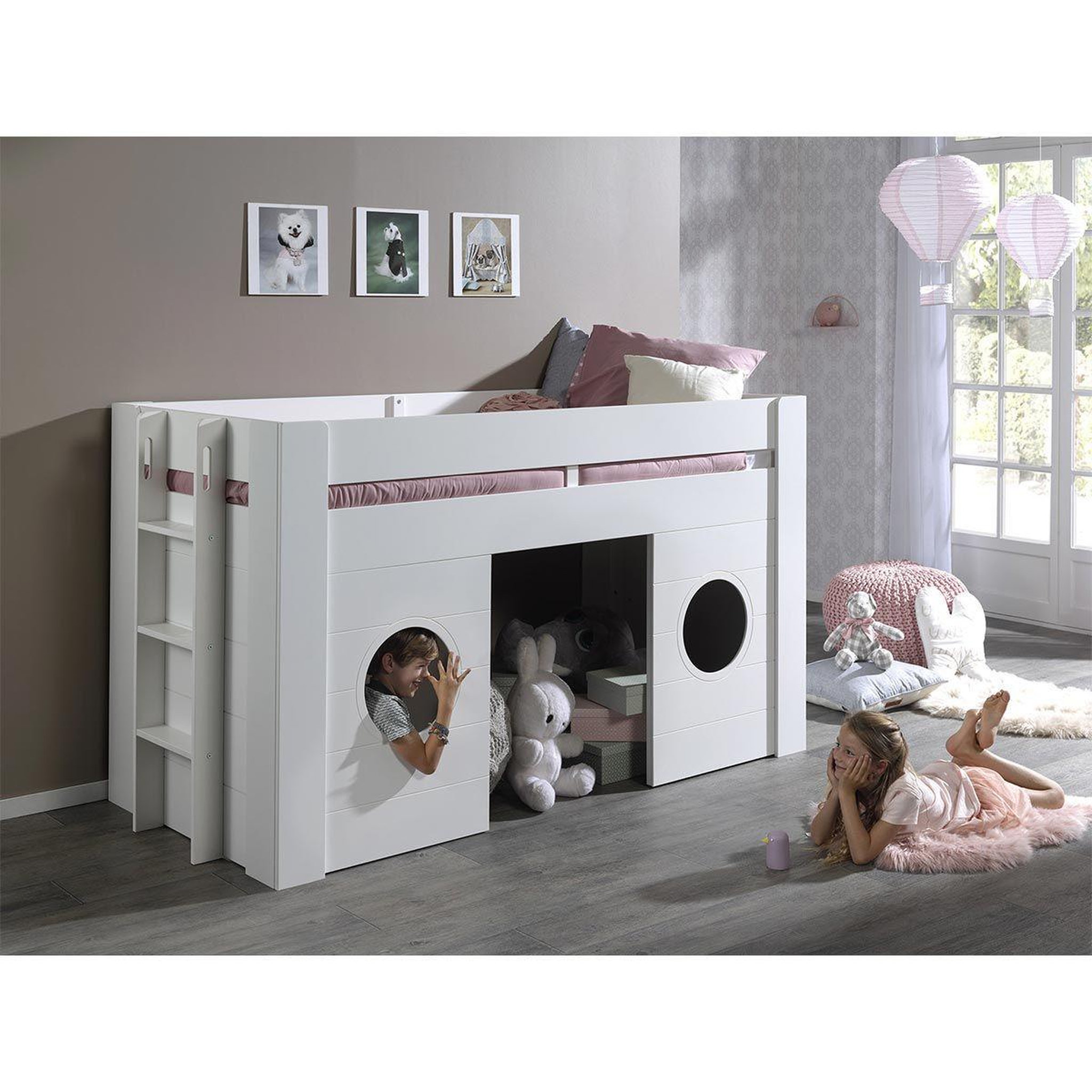 Voir la diapositive 2 : Paris Prix Lit combiné enfant  freya  90x200cm blanc