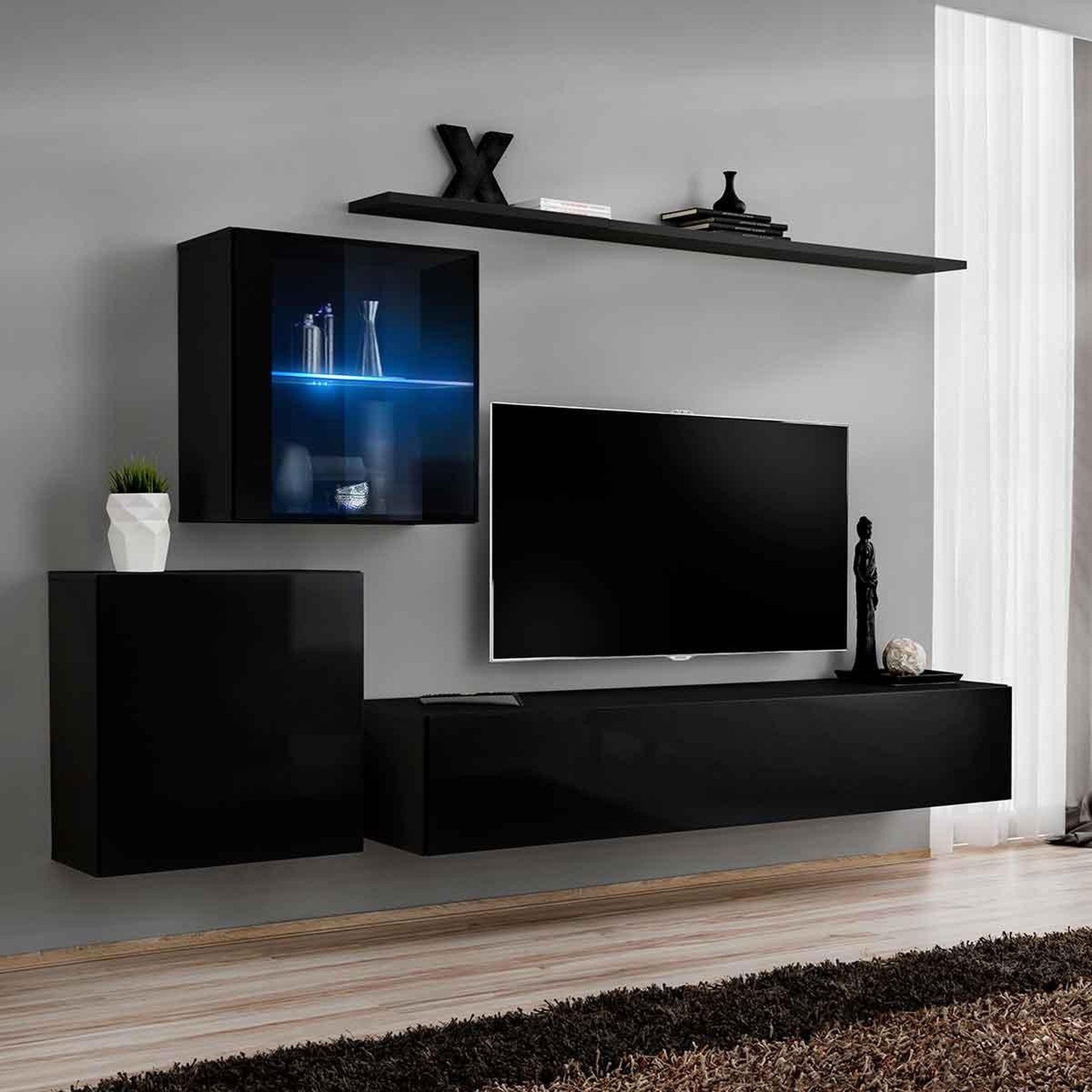 Paris Prix Meuble tv mural design  switch xv  260cm noir