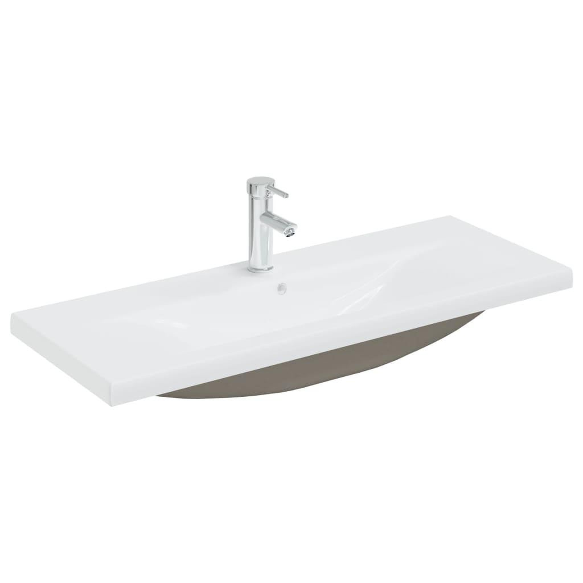VIDAXL Lavabo encastre avec robinet 101x39x18 cm ceramique blanc