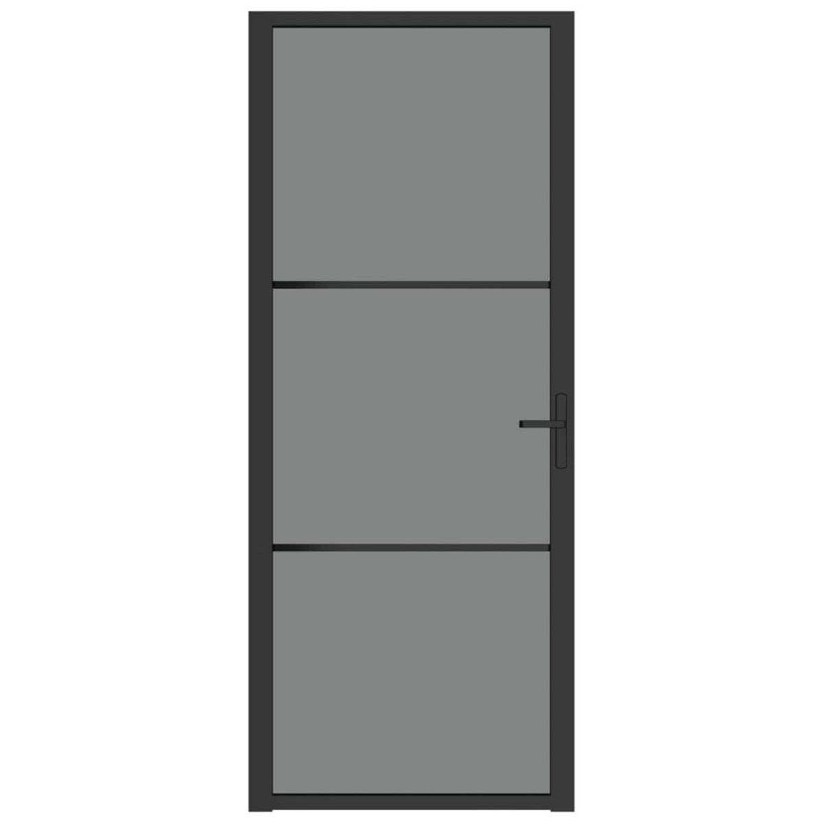 VIDAXL Porte interieure 83x201,5 cm Noir Verre ESG et aluminium