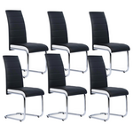 ID MARKET Lot de 6 chaises MIA noires liseré blanc pour salle à manger