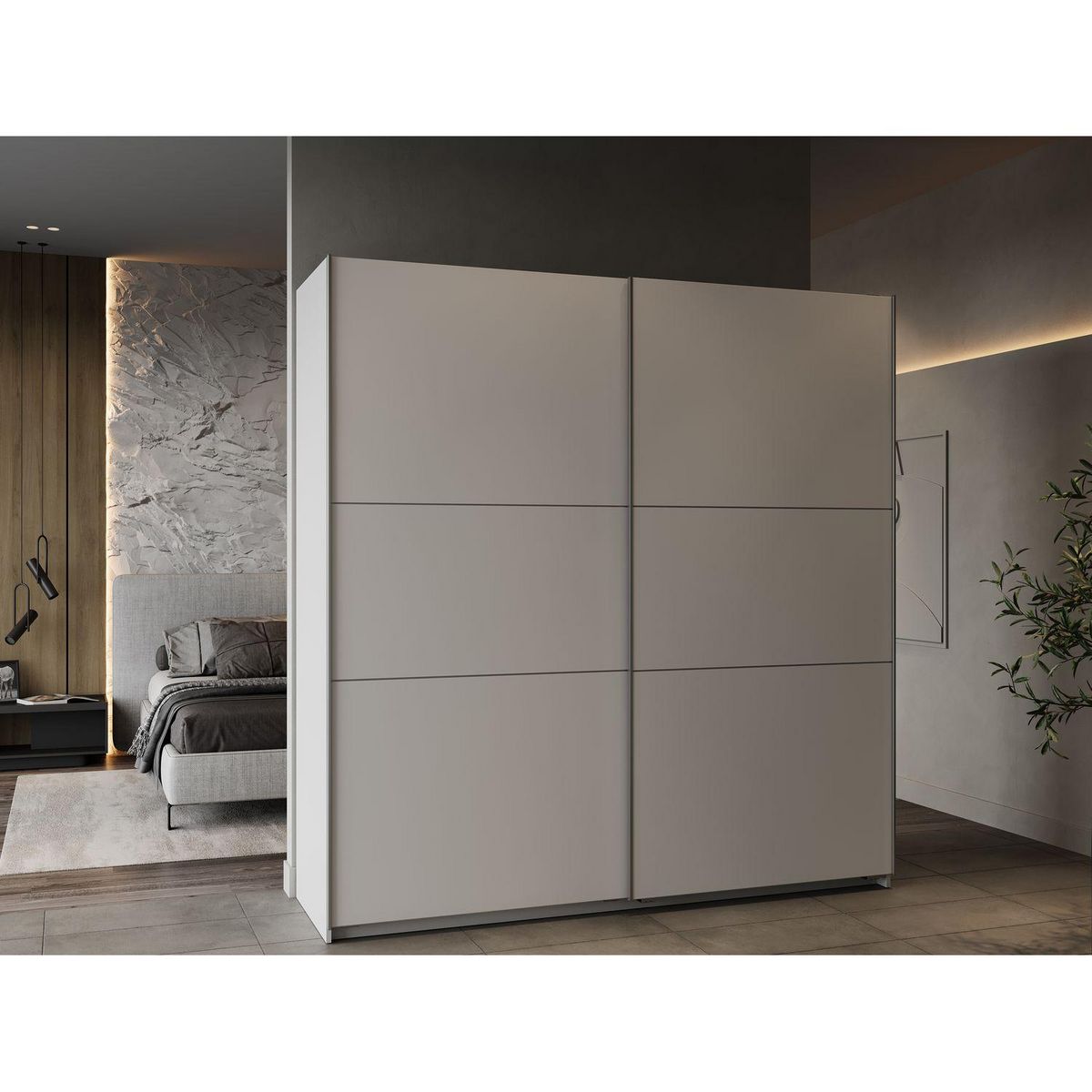 Armoire 2 portes coulissantes L200 cm THIBAULT
