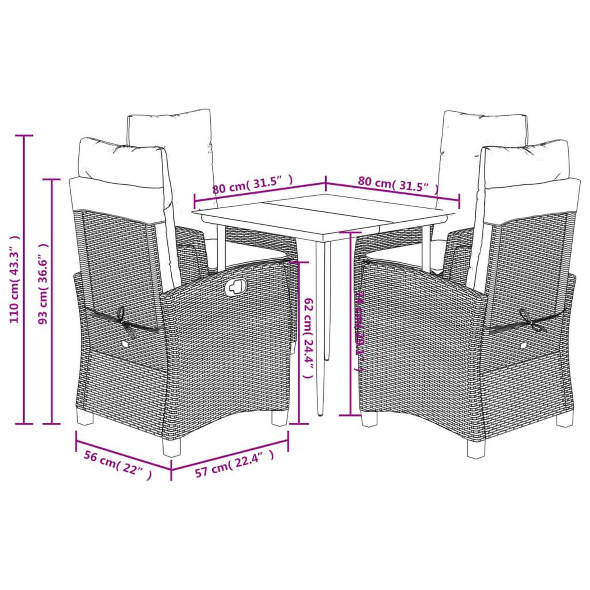 Voir la diapositive 6 : VIDAXL Ensemble a manger de jardin avec coussins 5pcs Beige poly rotin