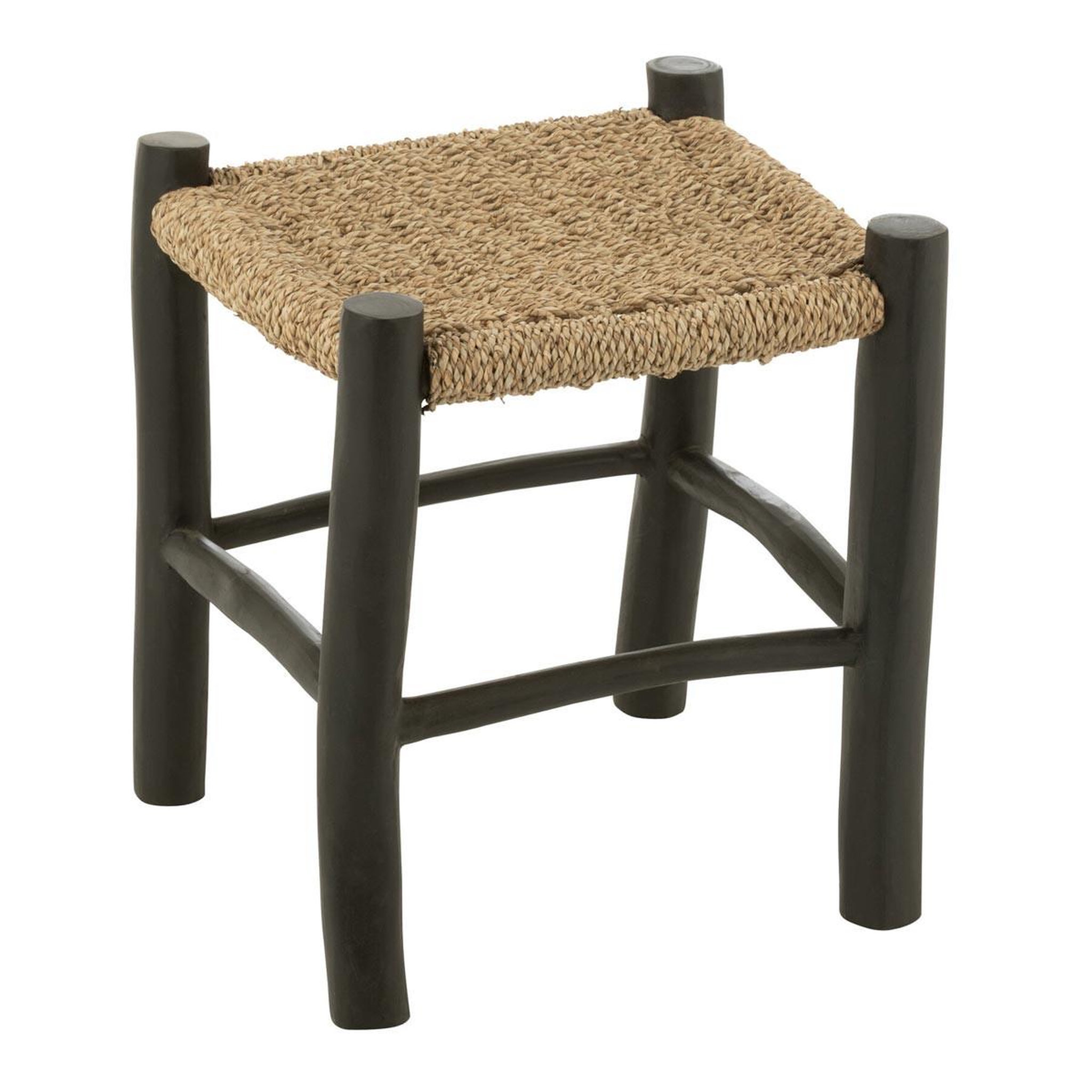 J-LINE Tabouret en teck  weldon  45cm naturel & noir