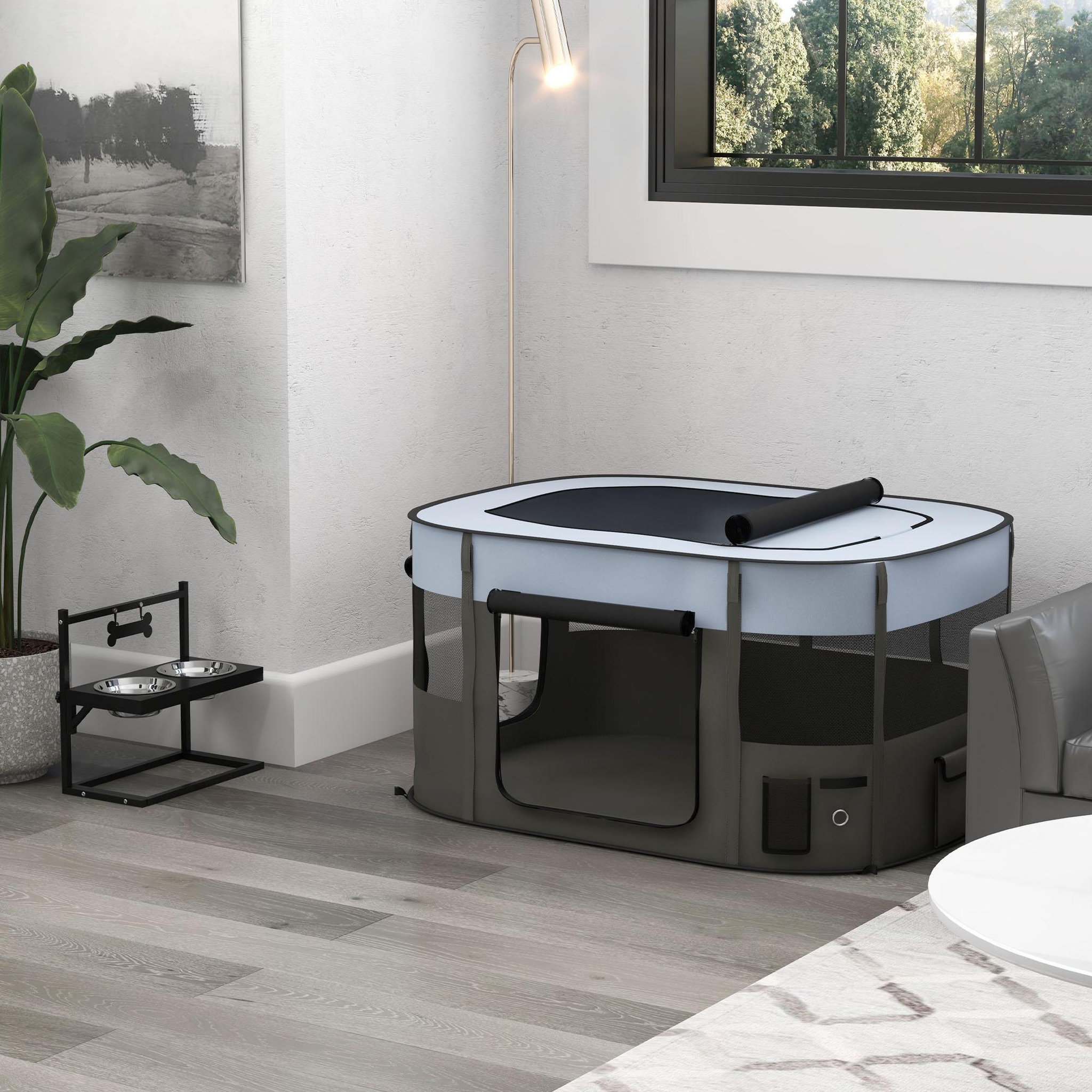 Voir la diapositive 2 : PAWHUT Parc pliable pour chien en tissu Oxford - fenêtres, portes en maille - sac de rangement - gris