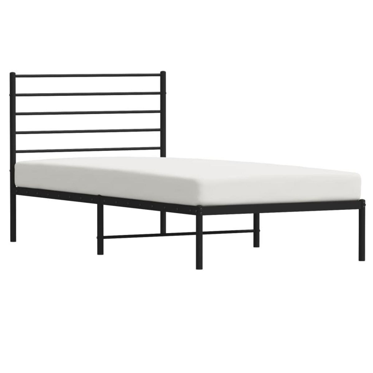 VIDAXL Cadre de lit metal sans matelas avec tete de lit noir 75x190 cm