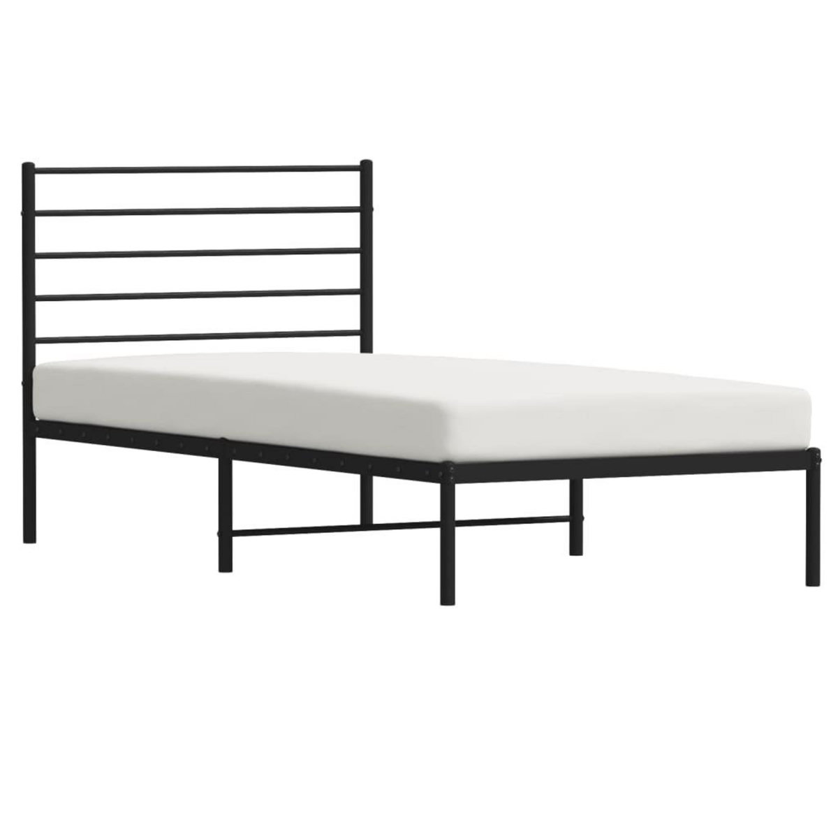 VIDAXL Cadre de lit metal sans matelas avec tete de lit noir 75x190 cm
