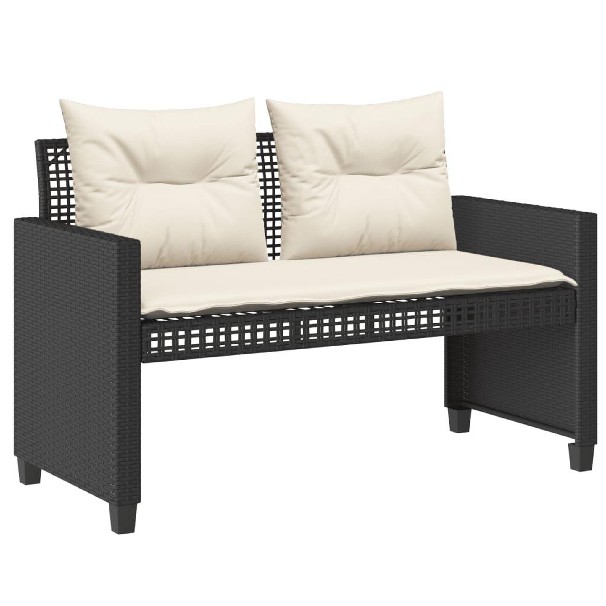 Voir la diapositive 4 : VIDAXL Salon de jardin avec coussins 4 pcs noir resine tressee verre