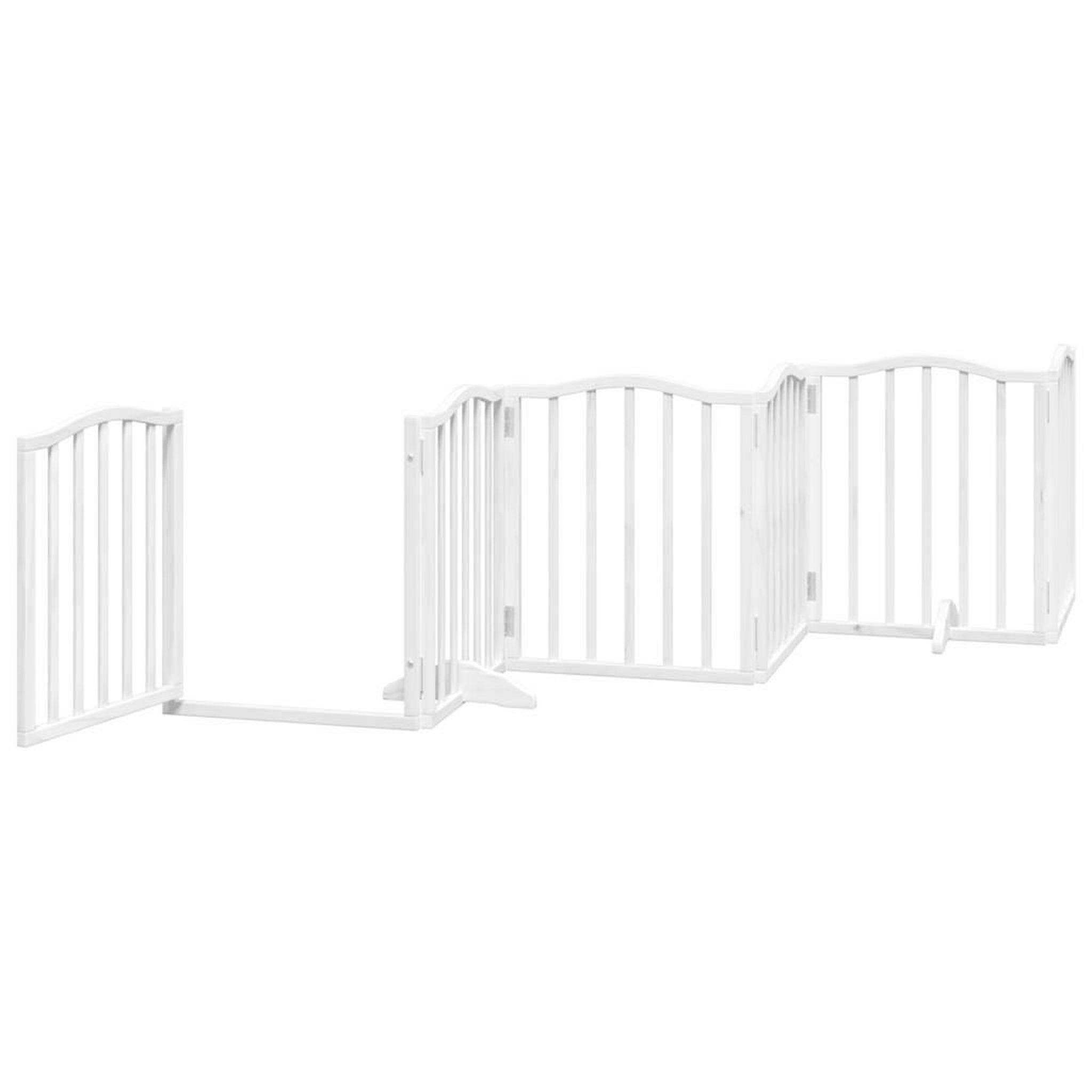 Voir la diapositive 4 : VIDAXL Barriere pour chiens et porte 6 panneaux blanc bois de peuplier