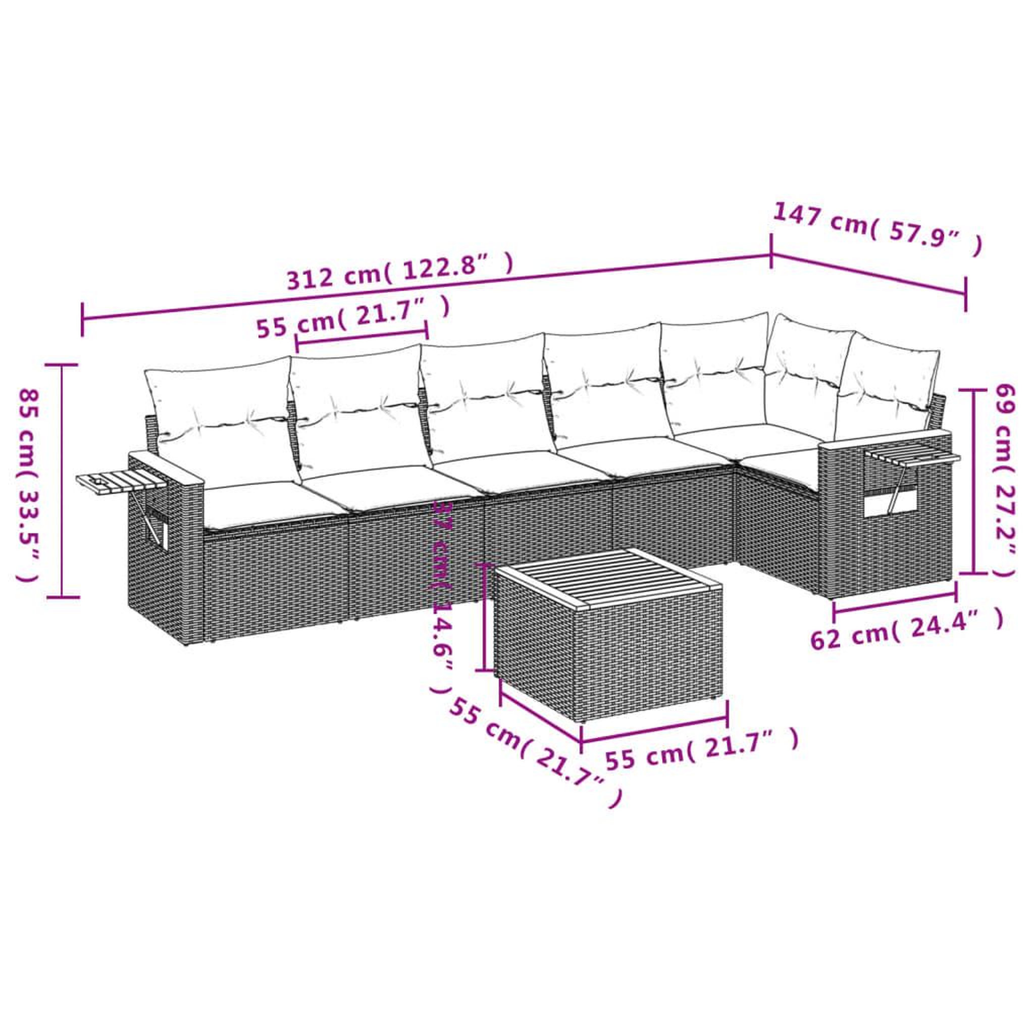 Voir la diapositive 3 : VIDAXL Salon de jardin 7 pcs avec coussins noir resine tressee