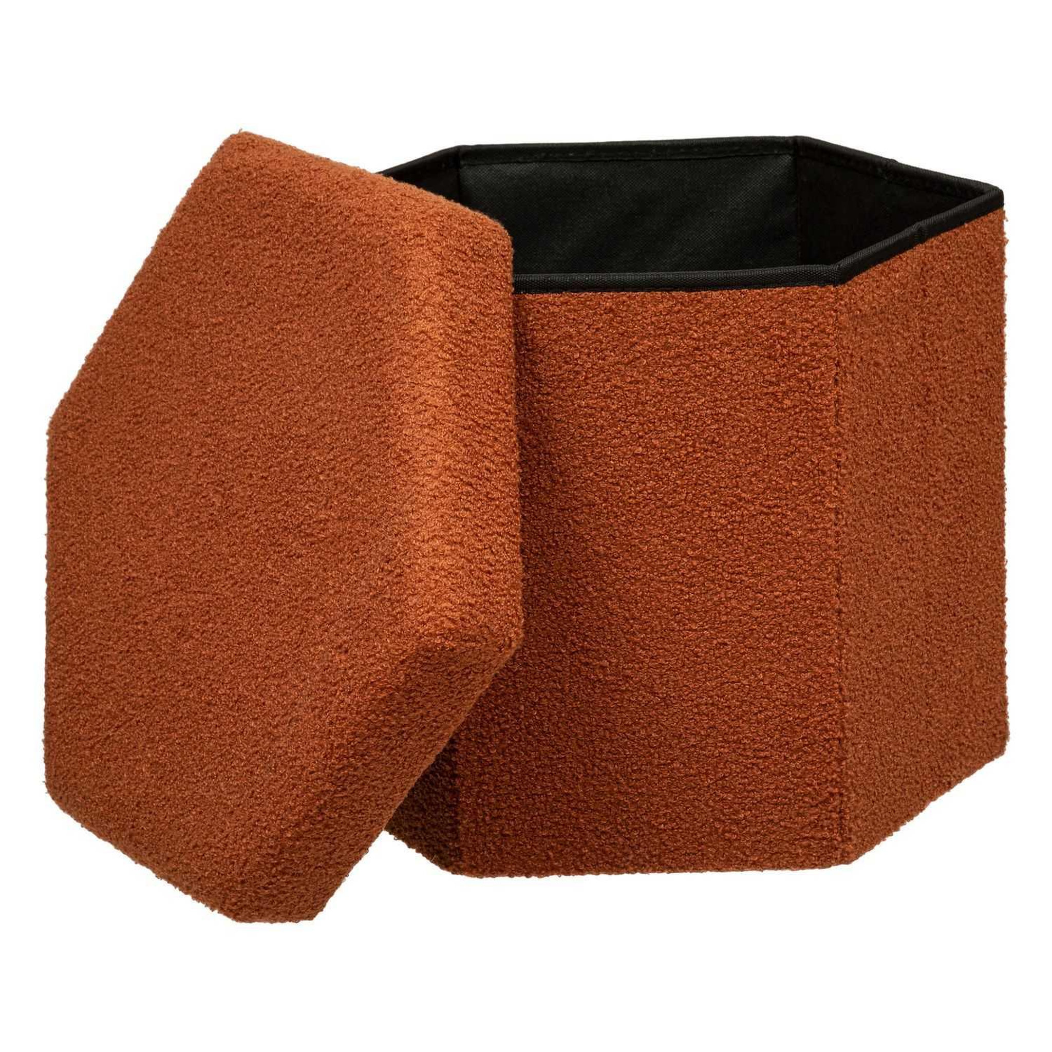 Voir la diapositive 2 : ATMOSPHERA Pouf pliant héxagonal en bouclette - Ambre