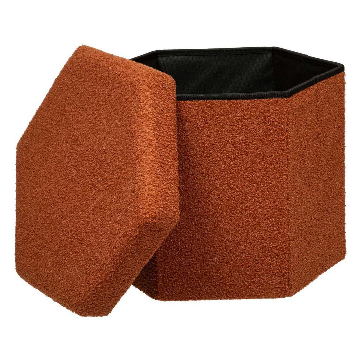 ATMOSPHERA Pouf pliant héxagonal en bouclette - Ambre
