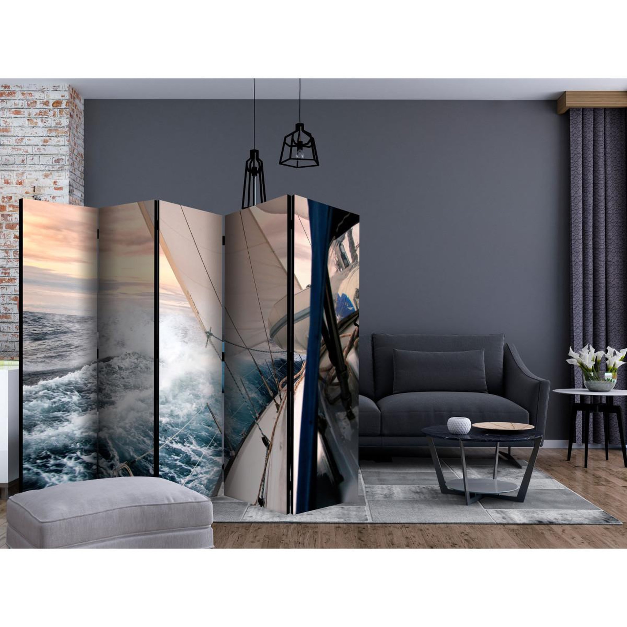 Voir la diapositive 2 : Paris Prix Paravent 5 volets  sailing  172x225cm