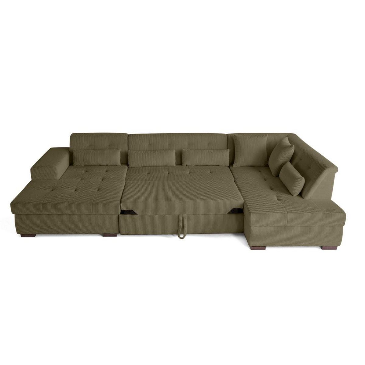 LISA DESIGN Vermont - canapé panoramique d'angle droit - 7 places - convertible avec coffre - en velours côtelé