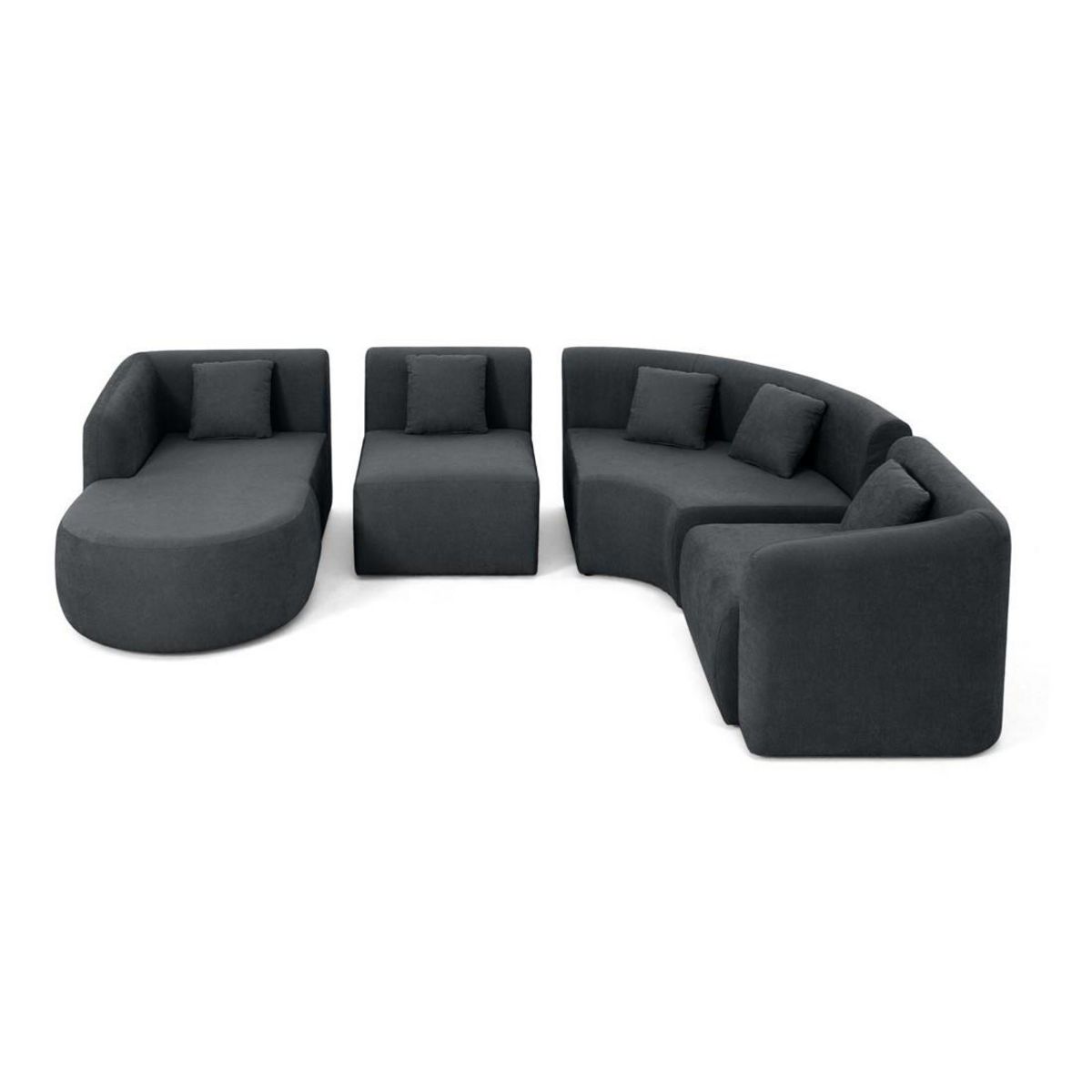 LISA DESIGN Ikare - canapé modulable d'angle gauche - 5 places - avec méridienne - en tissu