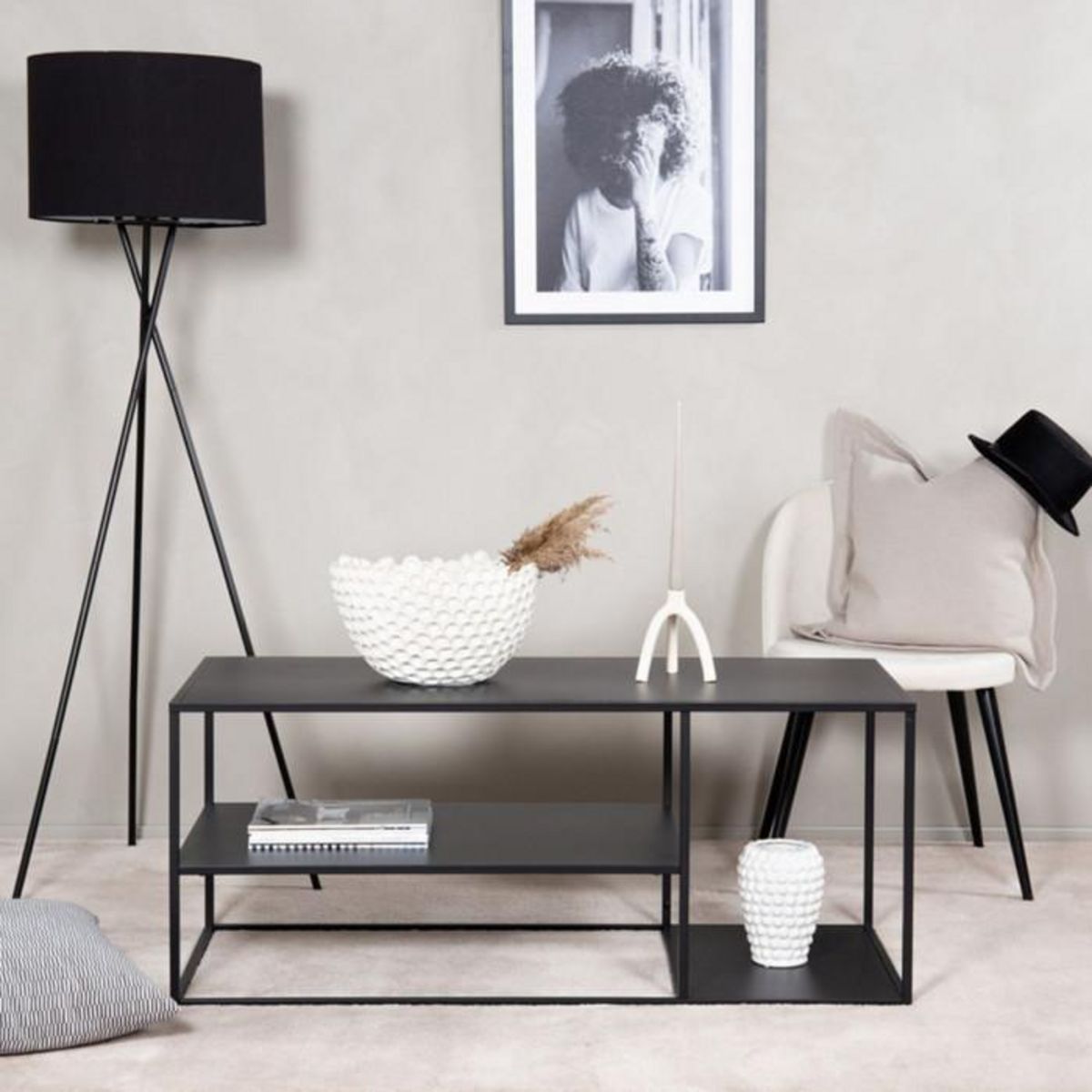 Paris Prix Table Basse Avec Étagères  Staal  120cm Noir