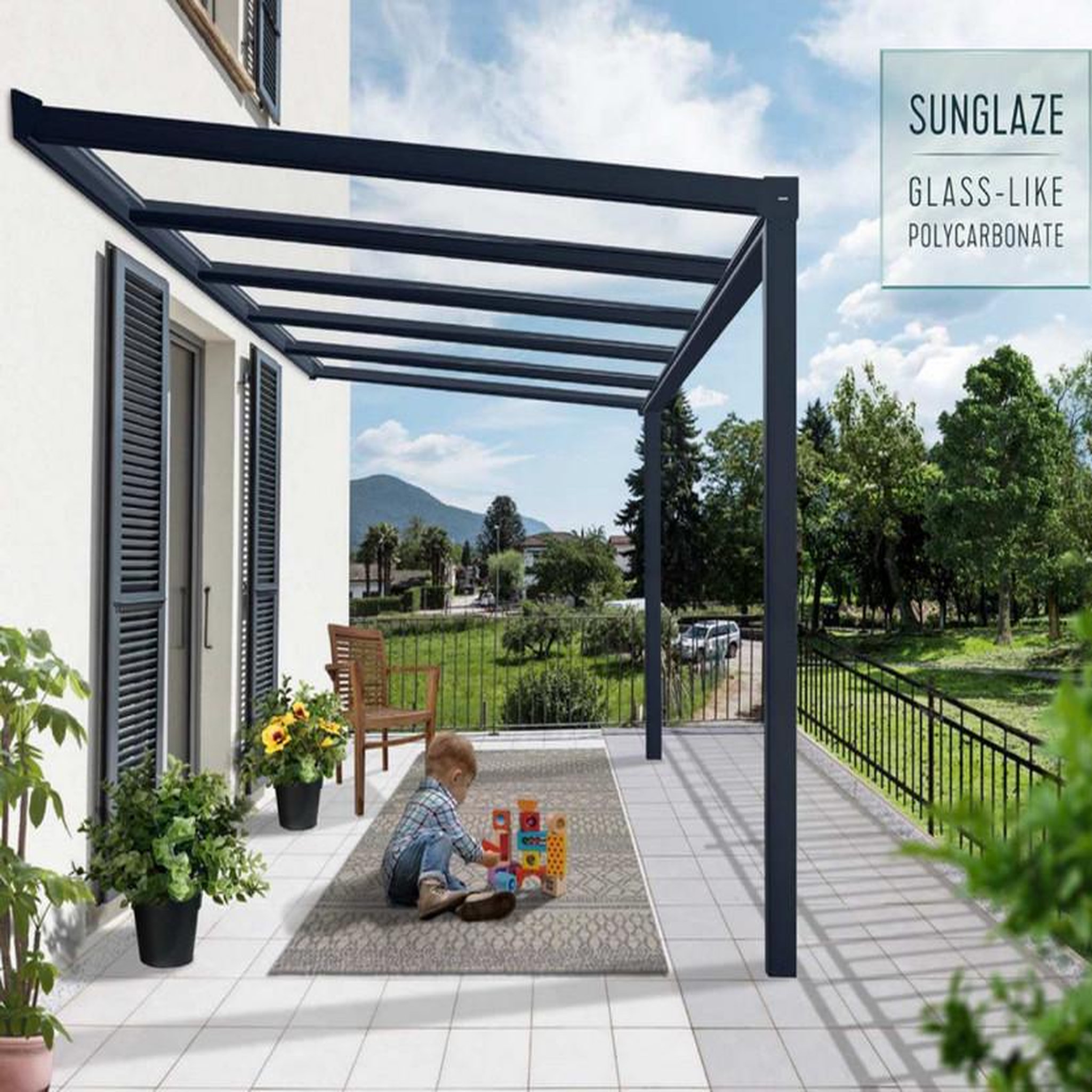 Voir la diapositive 2 : Palram Couverture de patio 3,4x3,7m blanc - 705893