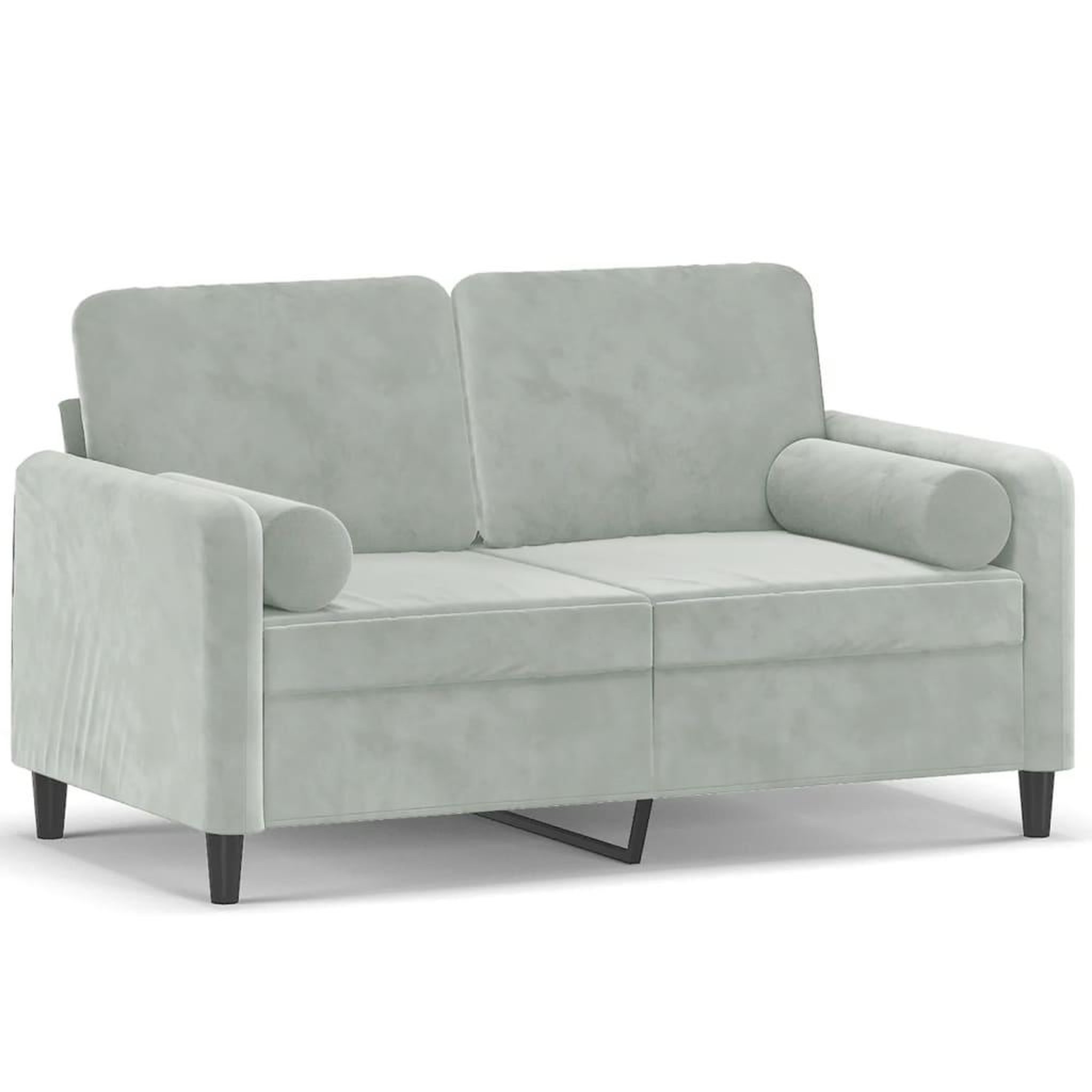 Voir la diapositive 2 : VIDAXL Canape 2 places avec oreillers gris clair 120 cm velours