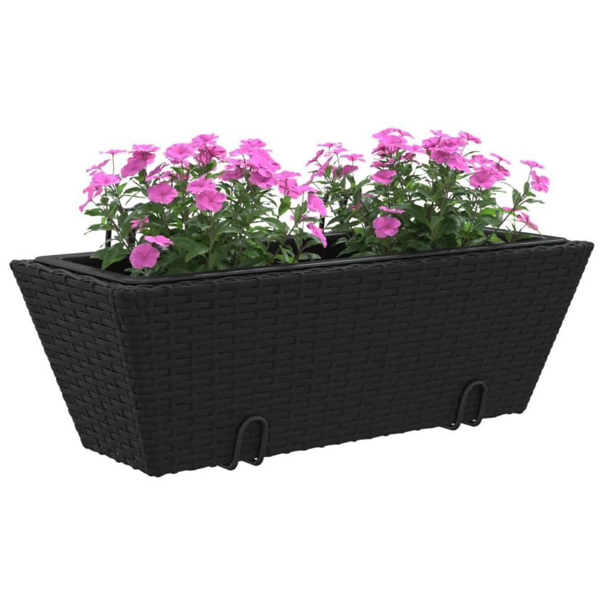 VIDAXL Jardinieres avec crochets 2 pcs noir resine tressee