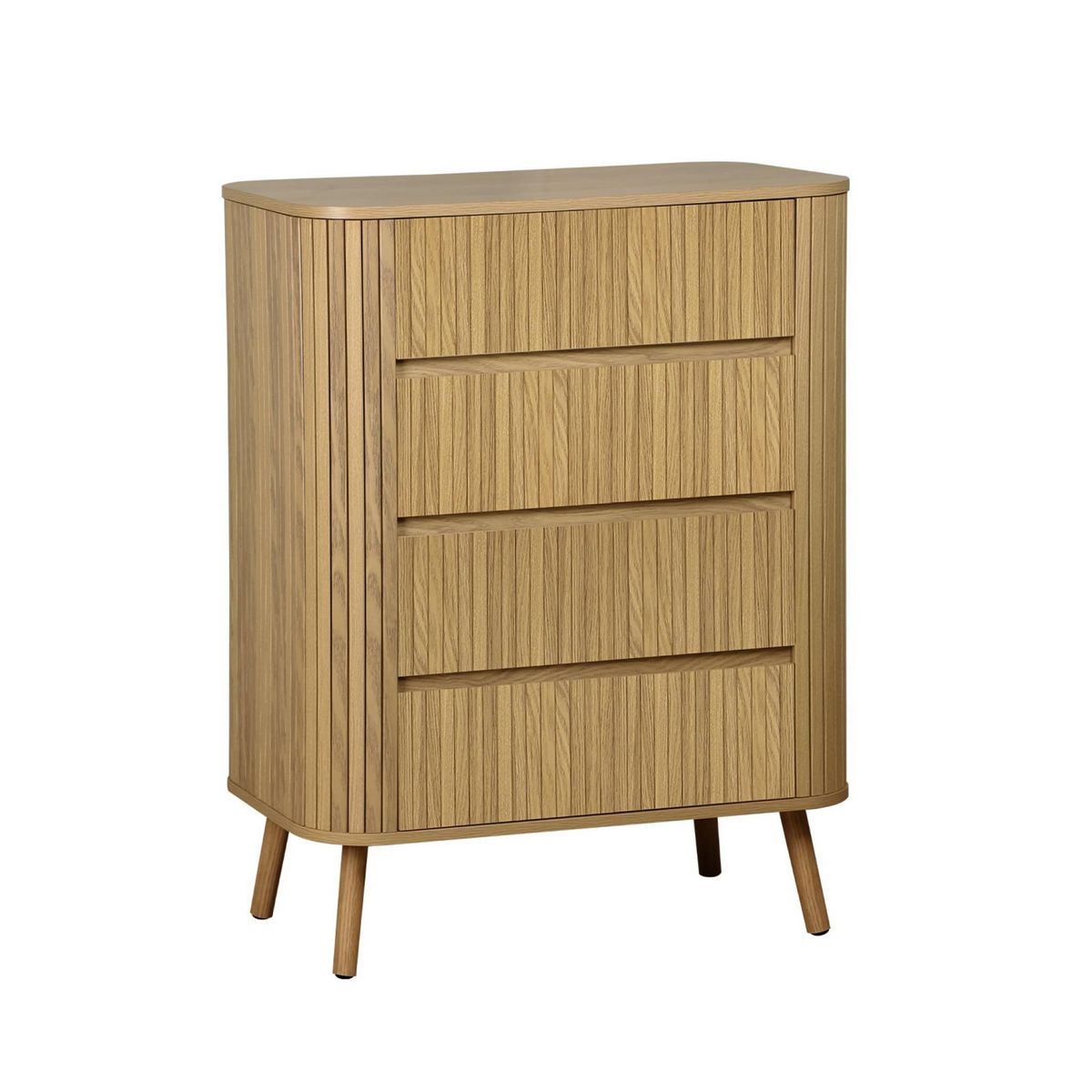 SWEEEK Commode 4 tiroirs. décor strié naturel. L 80x P 45  H 100cm