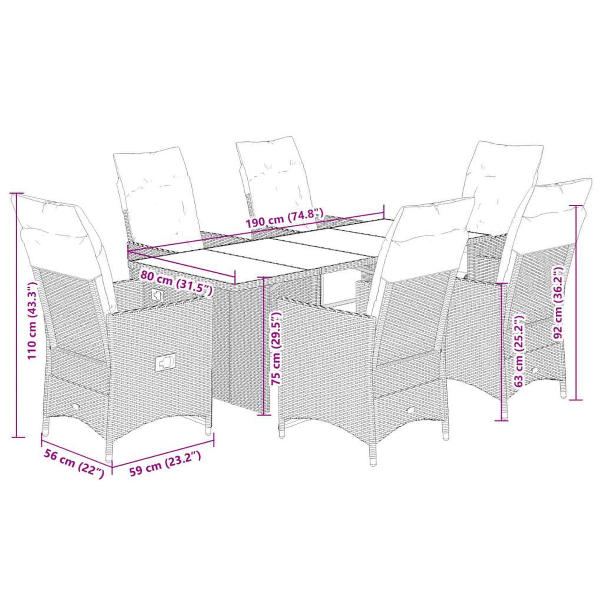Voir la diapositive 6 : VIDAXL Ensemble de bistro de jardin 7 pcs coussins gris poly rotin