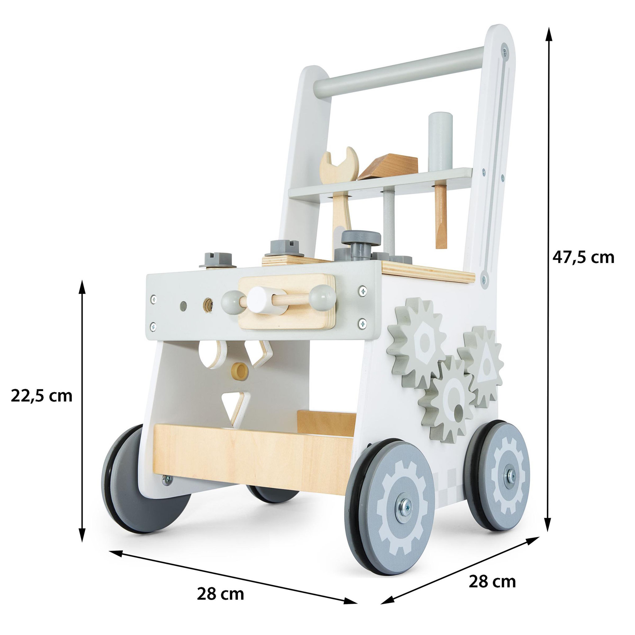 Voir la diapositive 5 : MAMABRUM Établi Enfant Atelier Bois, 3 en 1 Trotteur Bébé Multifonction, Pousse Pousse avec Barre & Roues