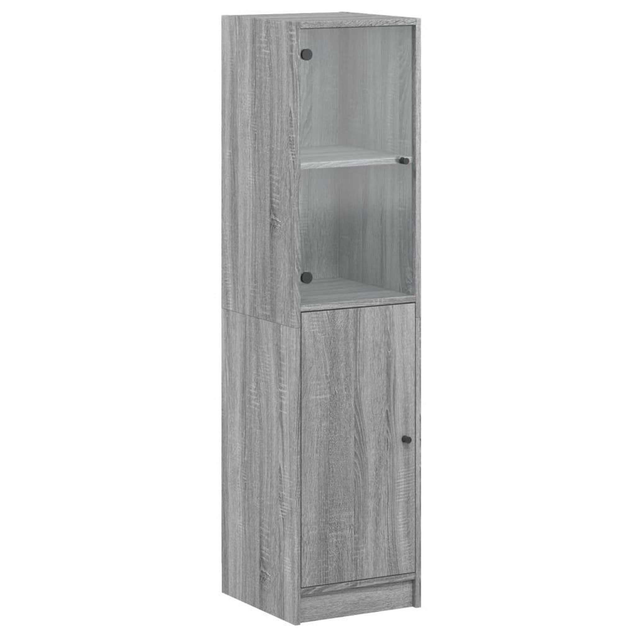 Voir la diapositive 2 : VIDAXL Buffet avec porte en verre sonoma gris 35x37x142 cm