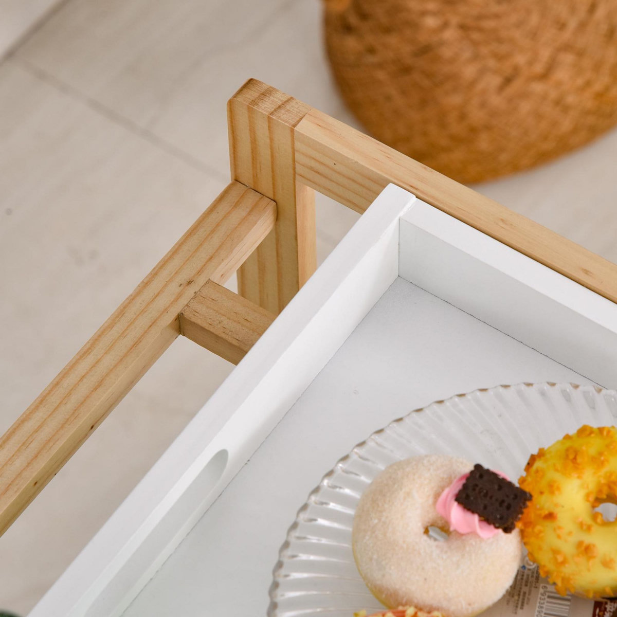 HOMCOM HOMCOM Chariot de service desserte de cuisine à roulettes 3 étagères + plateau amovible bois de pin MDF blanc