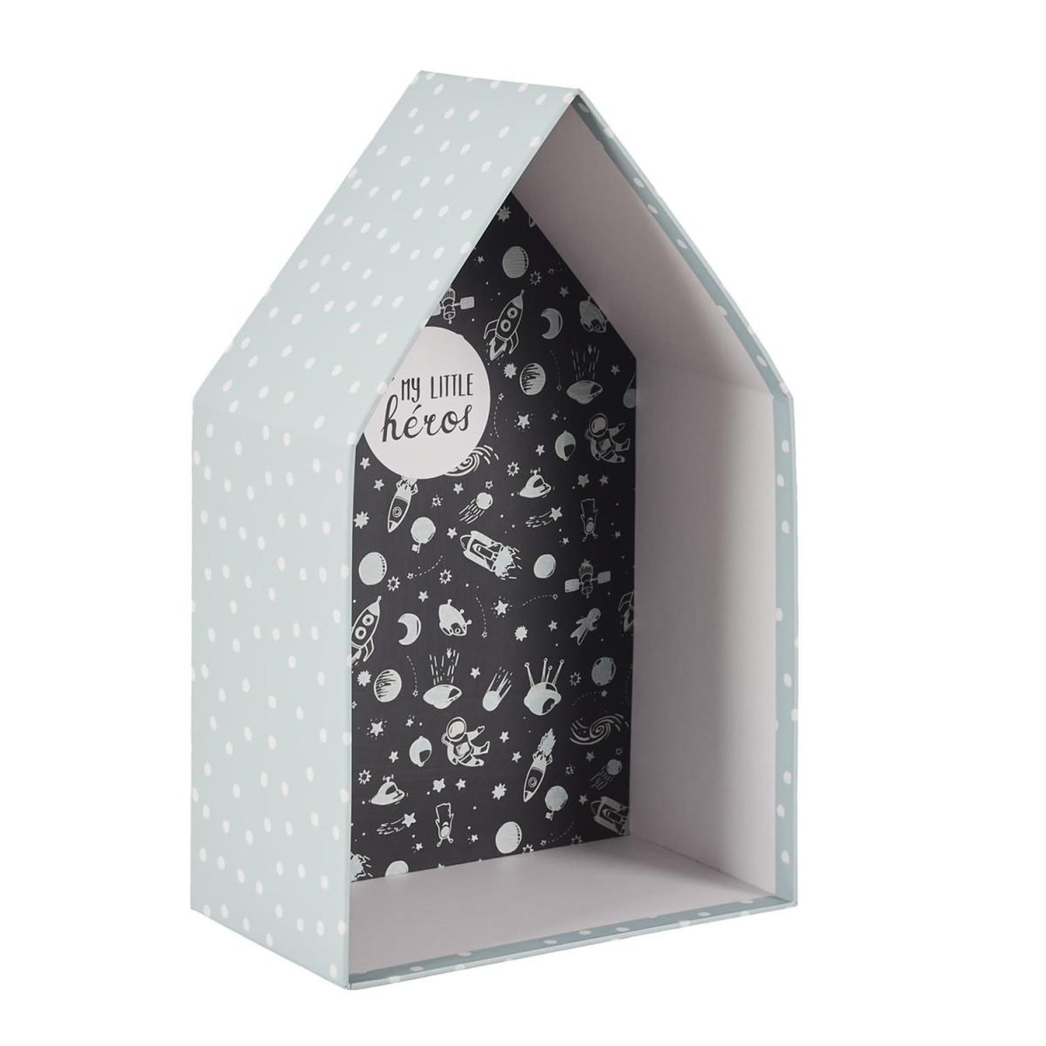 Voir la diapositive 4 : HOME DECO KIDS Lot de 3 boîtes gigognes  maison garçon  32cm gris