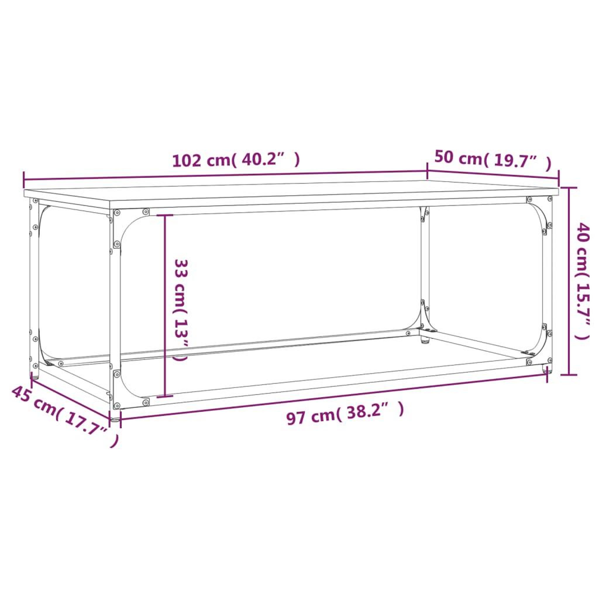 Voir la diapositive 6 : VIDAXL Table basse Sonoma gris 102x50x40 cm Bois d'ingenierie et fer