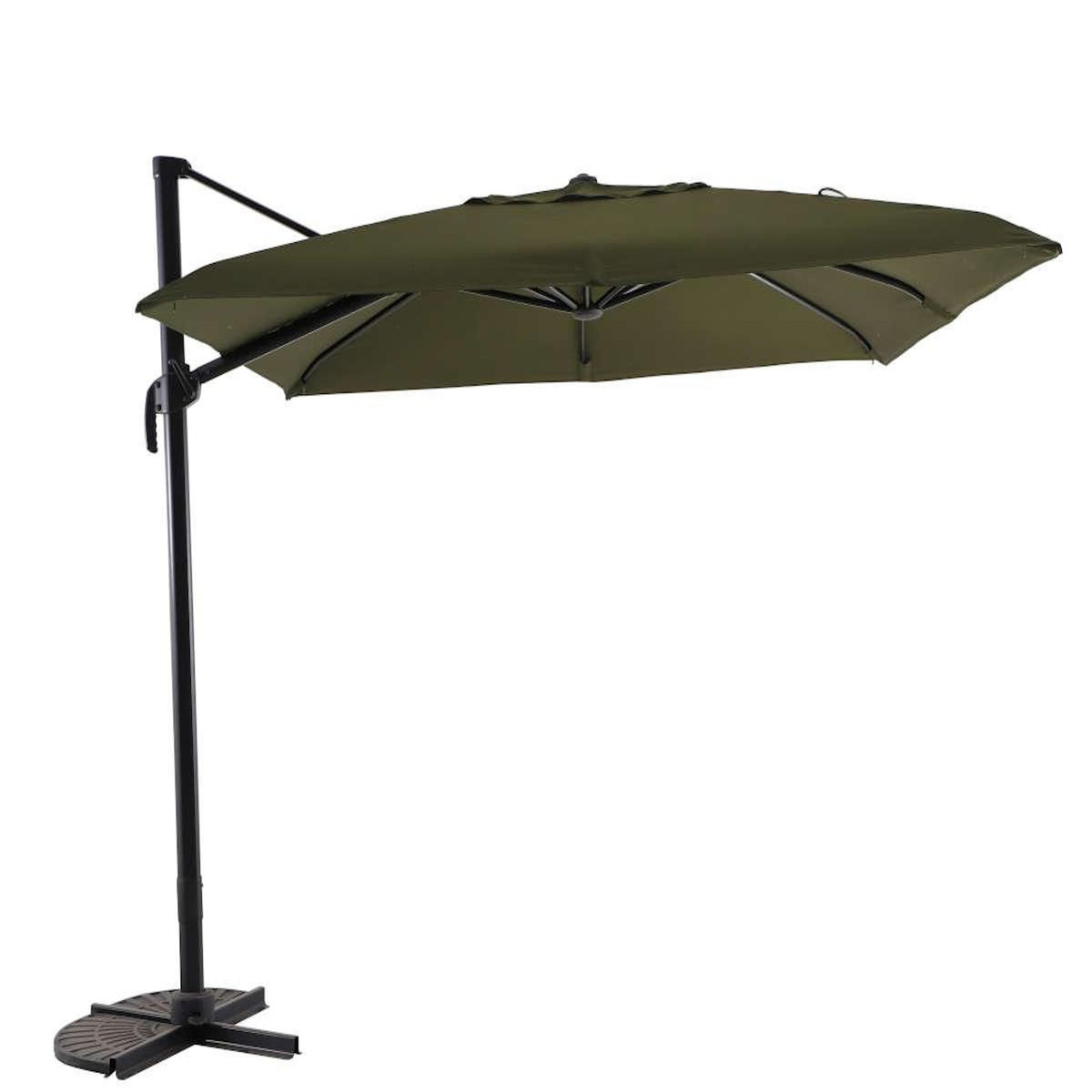 JARDIDECO Parasol déportée carré inclinable 5 positions Vert chiné - 3 x 3 m - Jardideco
