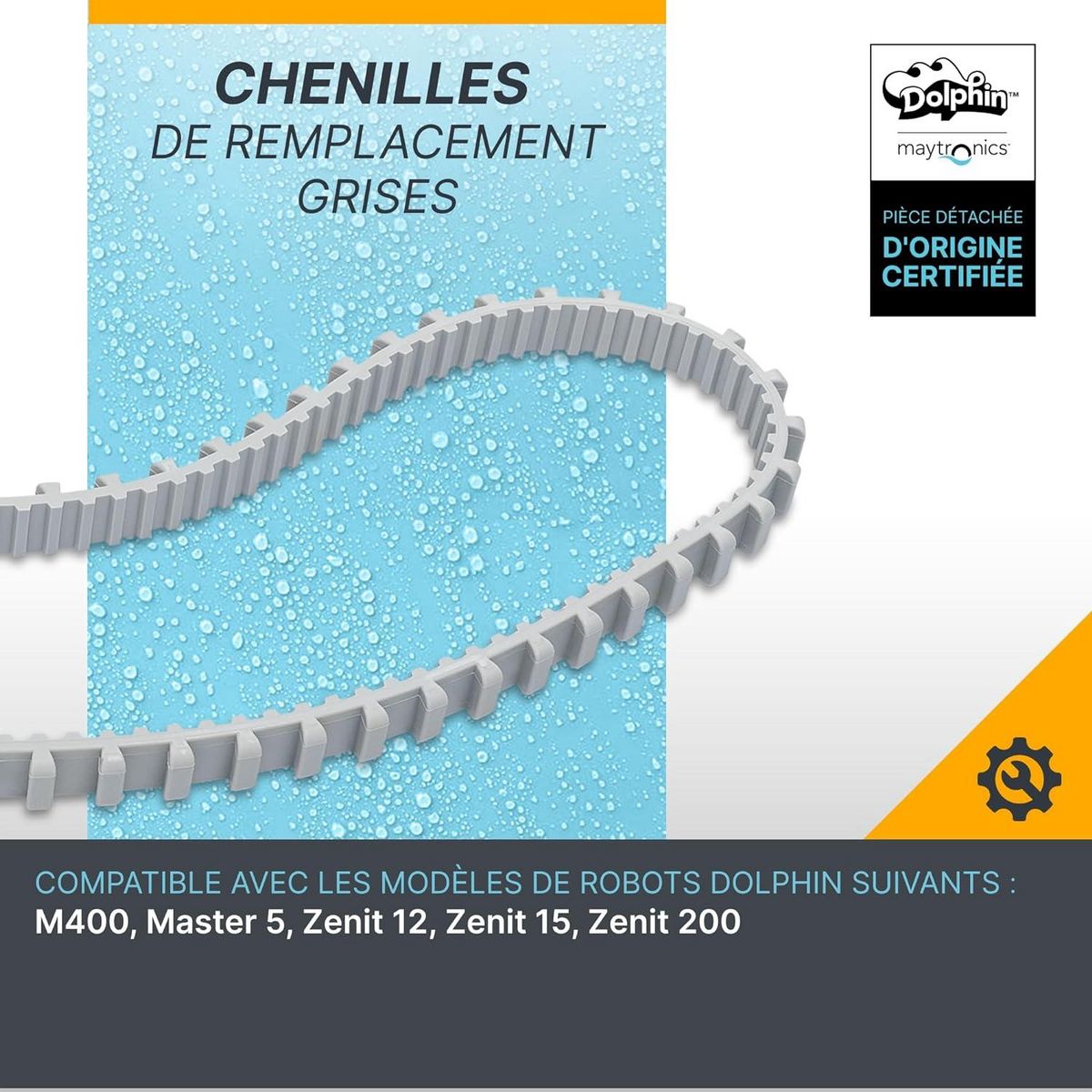 Dolphin Lot de 2 chenilles d'entrainement grises pour robot dolphin - 9985006-r2