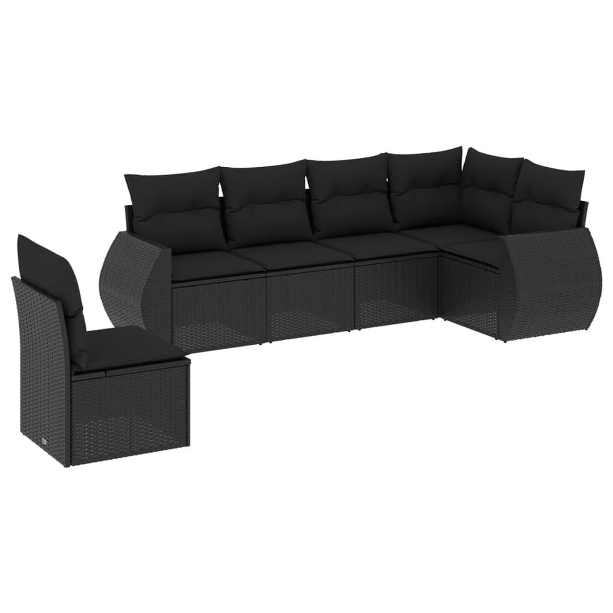 Voir la diapositive 2 : VIDAXL Salon de jardin 6 pcs avec coussins noir resine tressee