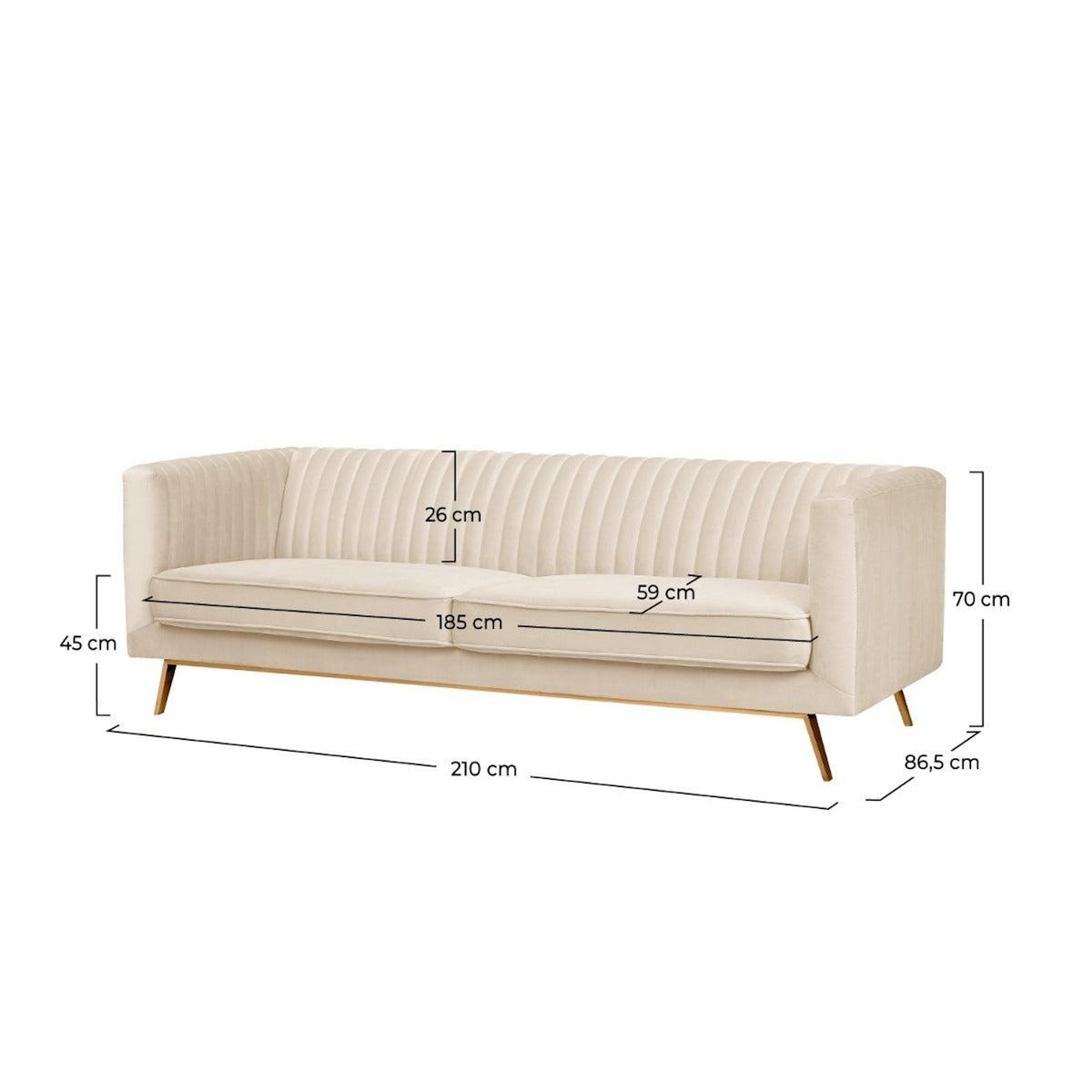Rendez vous déco Canapé 3 places en velours beige-Gatsby