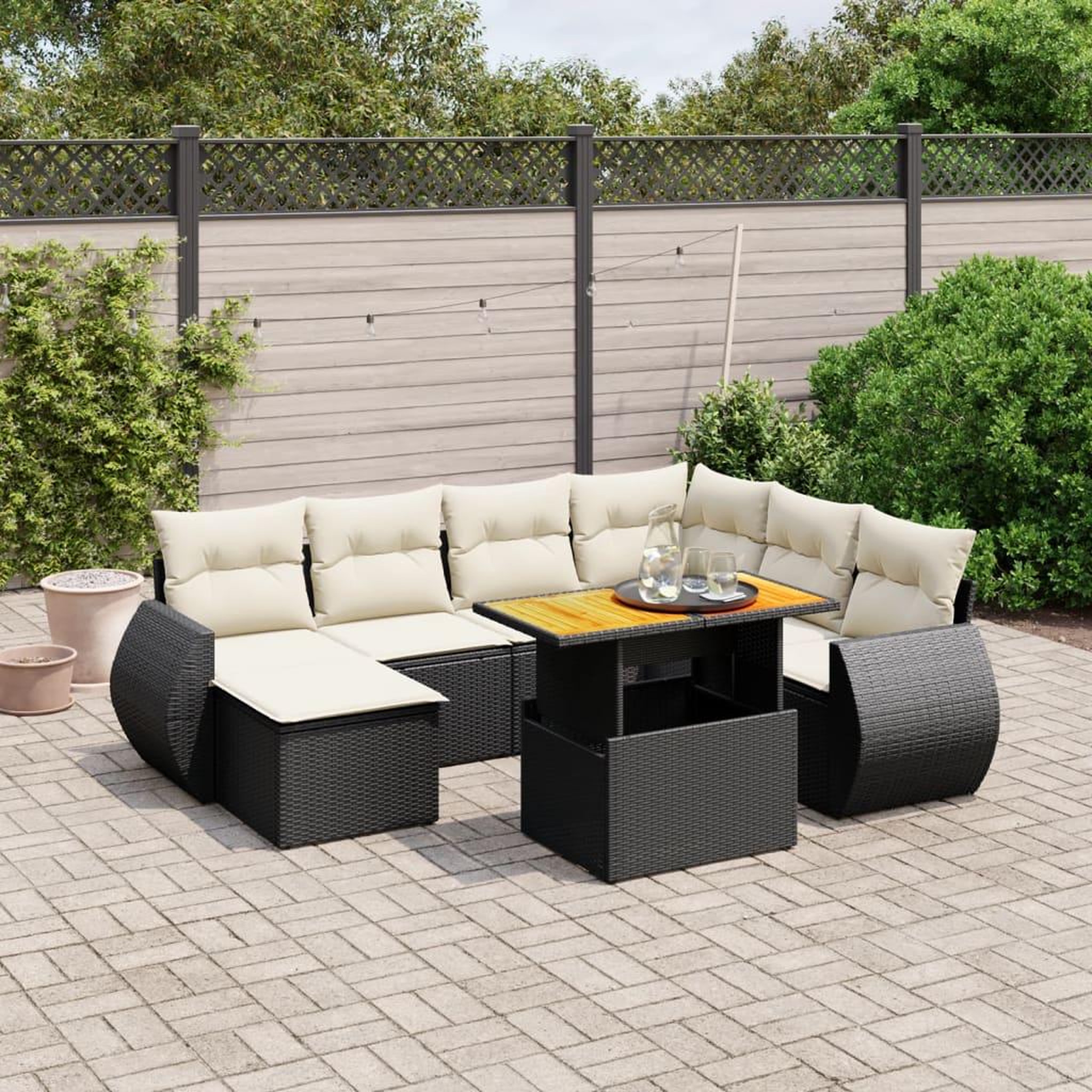 VIDAXL Salon de jardin 8 pcs avec coussins noir resine tressee
