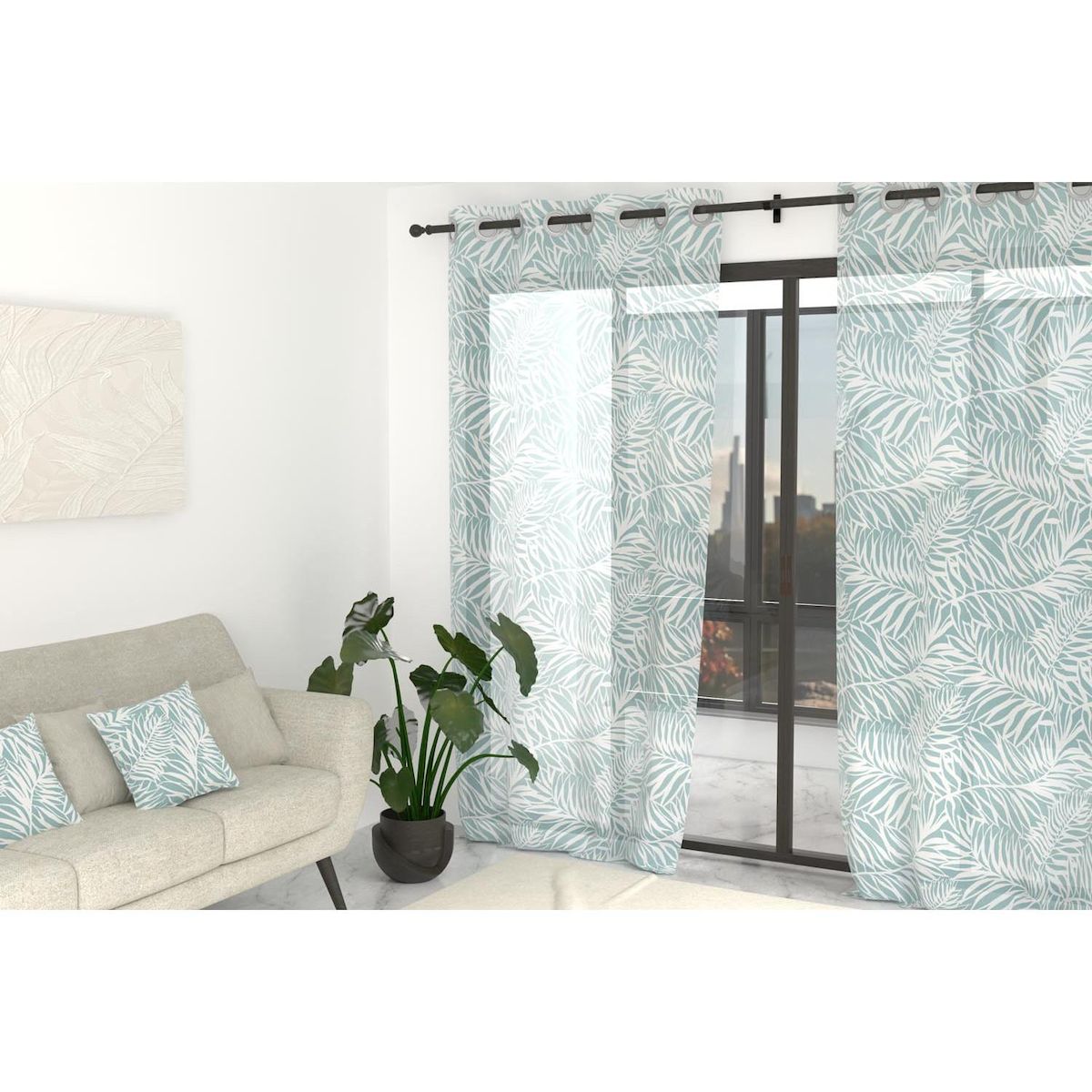 SOLEIL D'OCRE Voile à oeillets imprimé en polycoton 135x250 cm GUYANE, par Soleil d'Ocre