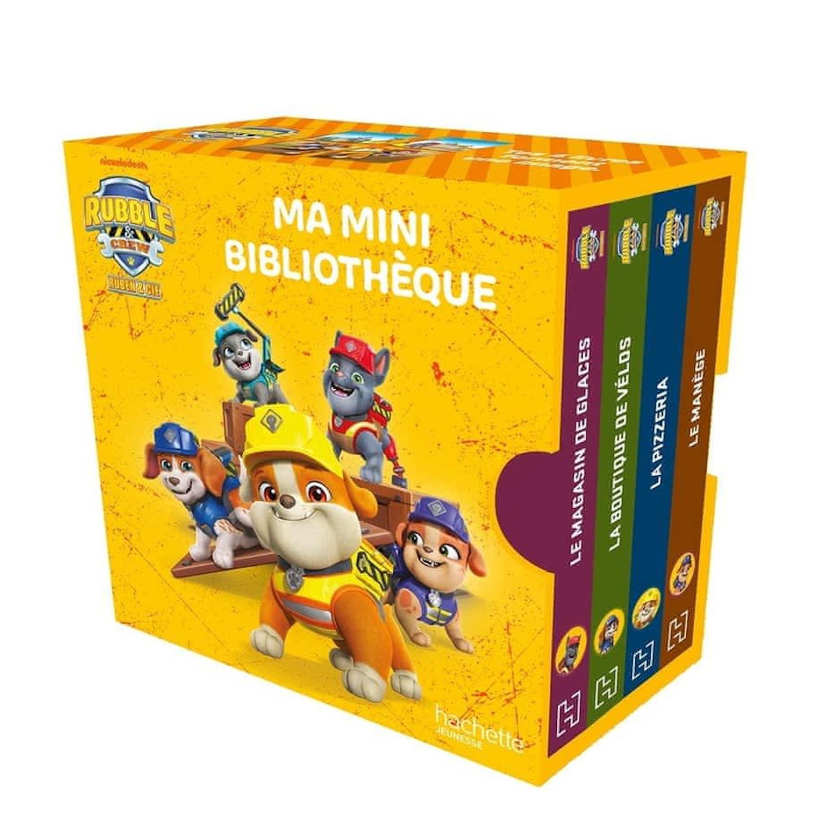 RUBBLE & CREW - RUBEN & CIE : MA MINI BIBLIOTHEQUE. COFFRET EN 4 VOLUMES : LE MAGASIN DE GLACES ; LA BOUTIQUE DE VELOS ; LA PIZZERIA ; LE MANEGE, Nickelodeon