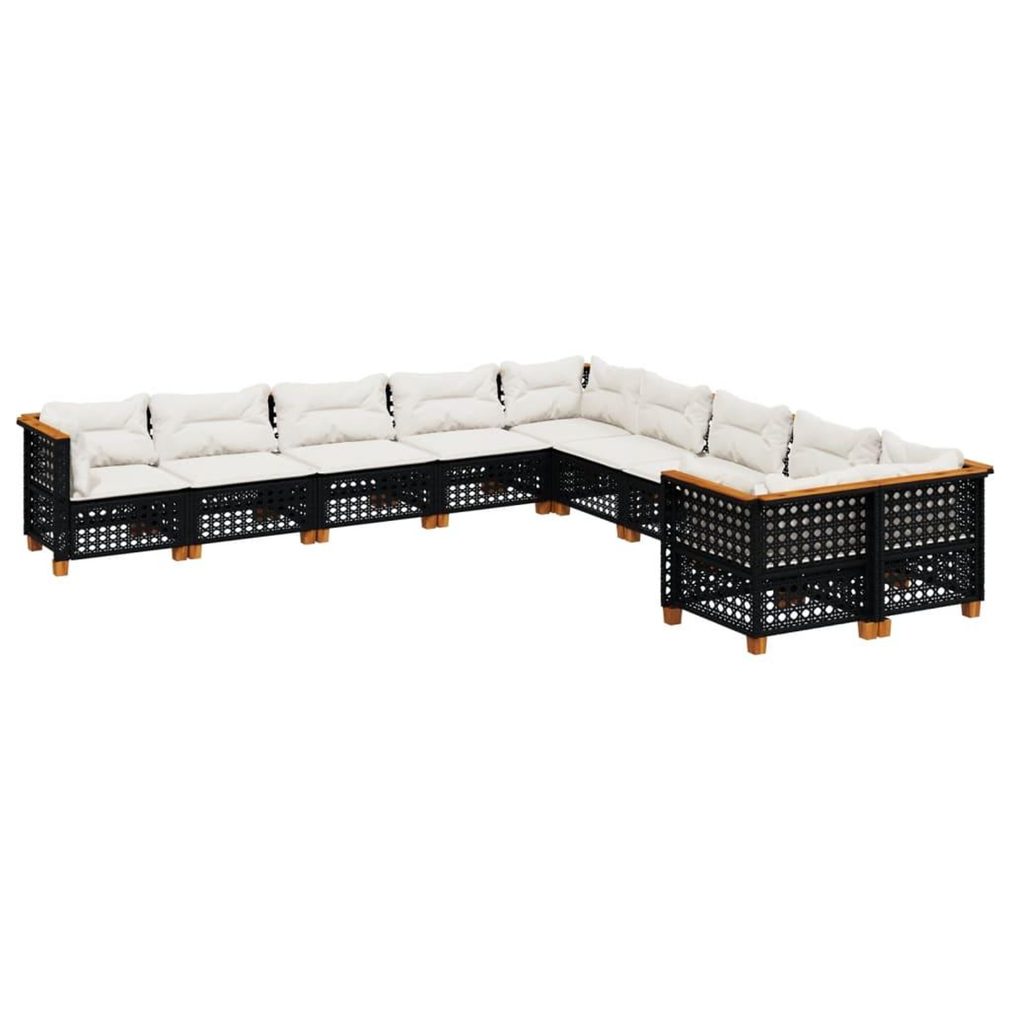 Voir la diapositive 2 : VIDAXL Salon de jardin 10 pcs avec coussins noir resine tressee