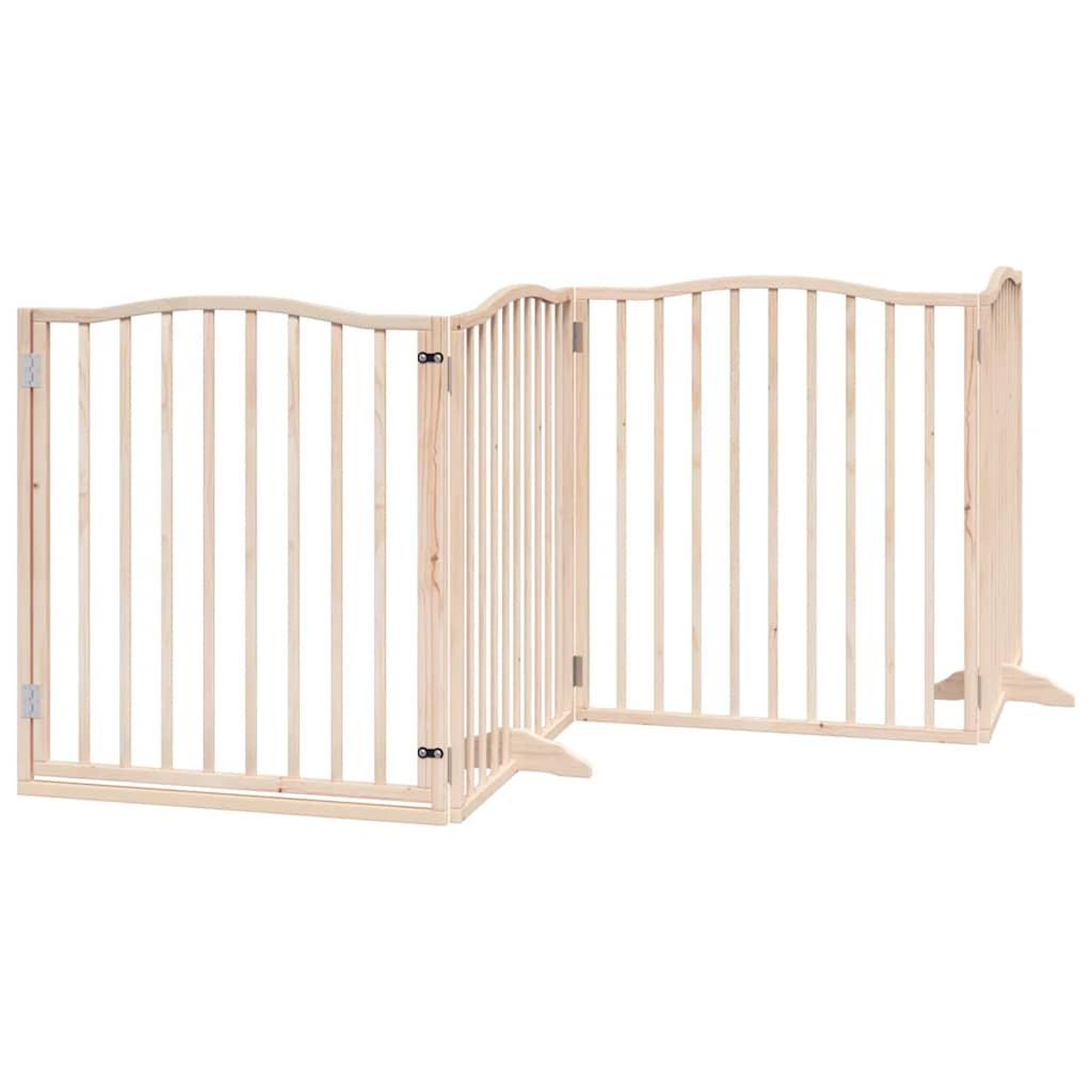 Voir la diapositive 4 : VIDAXL Barriere pour chien avec porte pliable 6 panneaux bois peuplier