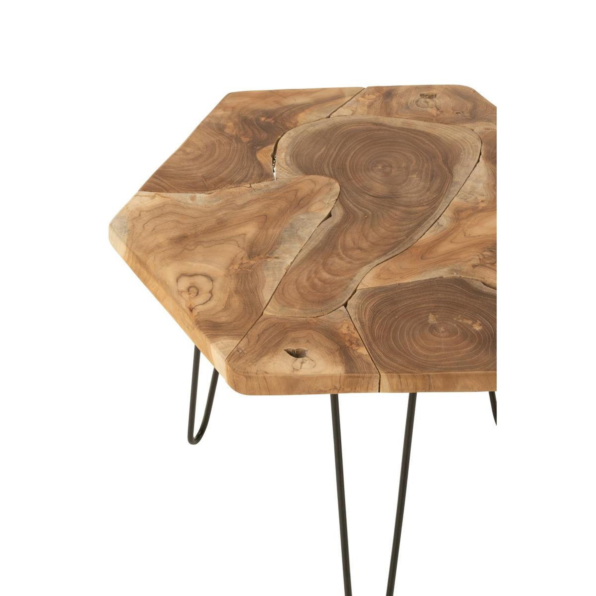 Voir la diapositive 3 : J-LINE Lot de 2 tables d'appoint en teck  hexa  58cm naturel