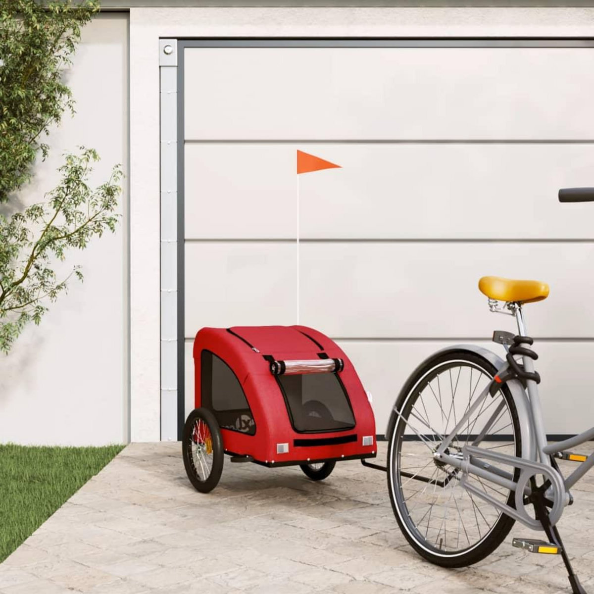 VIDAXL Remorque de velo pour animaux de compagnie rouge