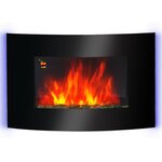 HOMCOM Cheminée électrique murale éclairages latéraux LED design avant-gardiste affichage LED avec télécommande et minuterie 1000/2000 W luminosité réglable noir